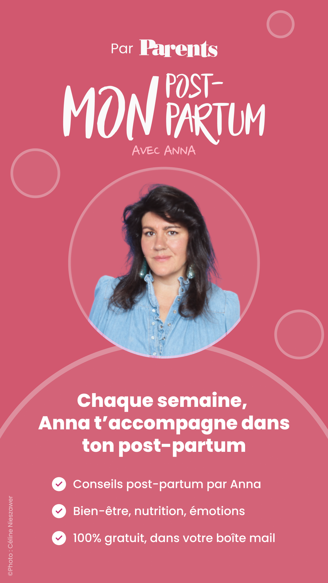 Parents.fr Facebook ad: Inscrivez-vous à Mon post Partum avec Anna