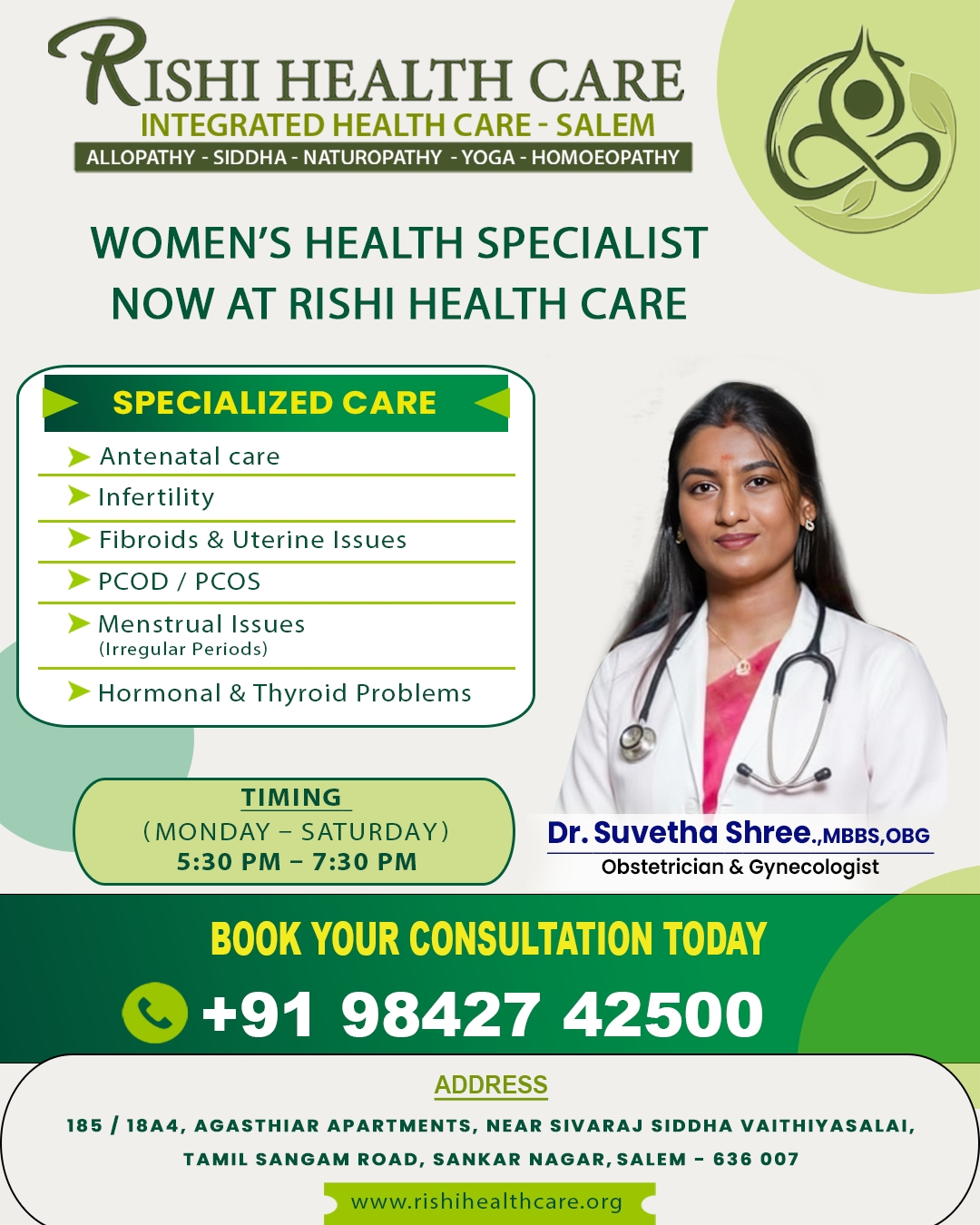 Rishi Health Care Facebook ad: Expert Women’s Care, Now in Salem.