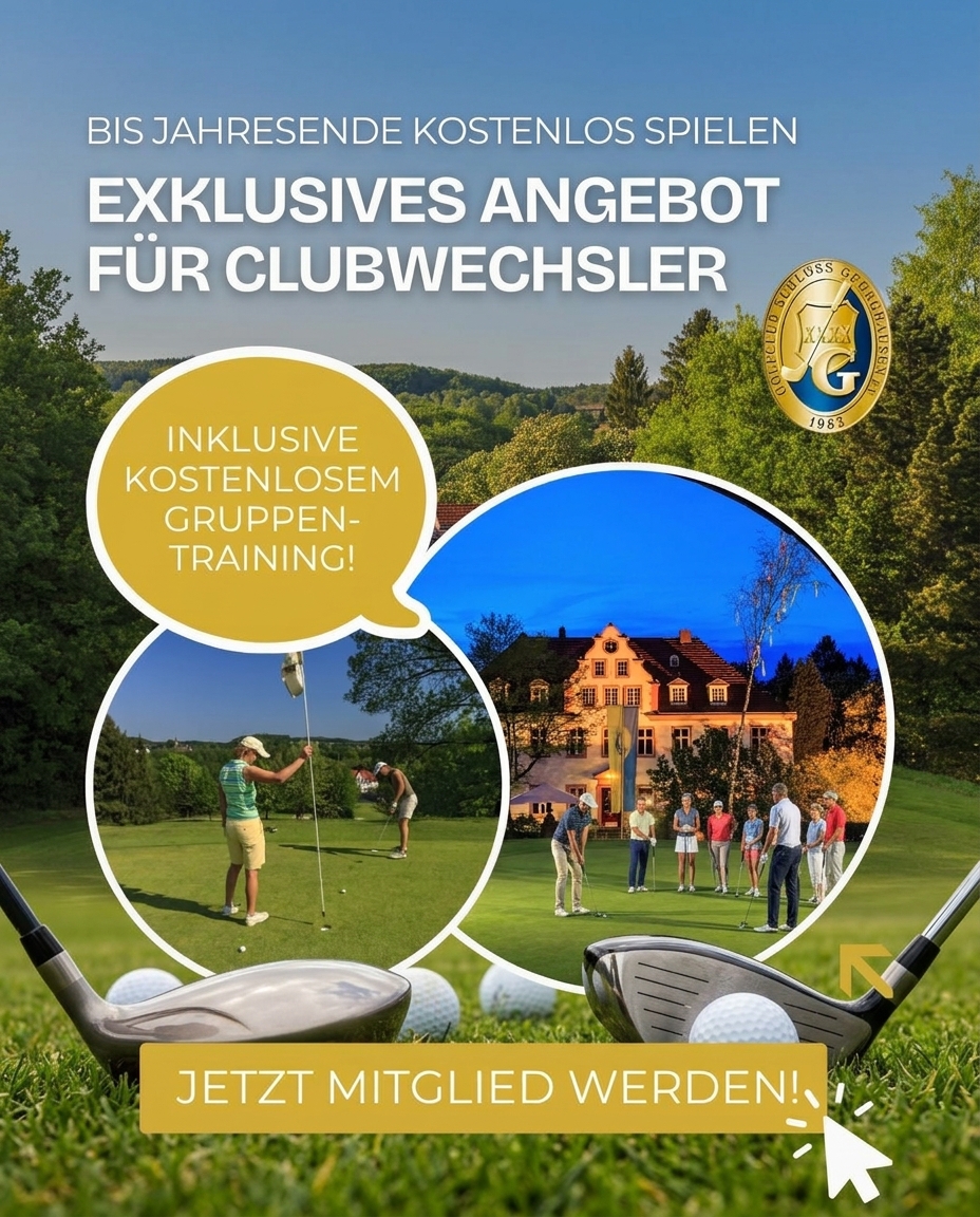 Golfclub Schloss Georghausen Facebook ad: 2027 Mitglied werden, 2026 kostenfrei spielen!