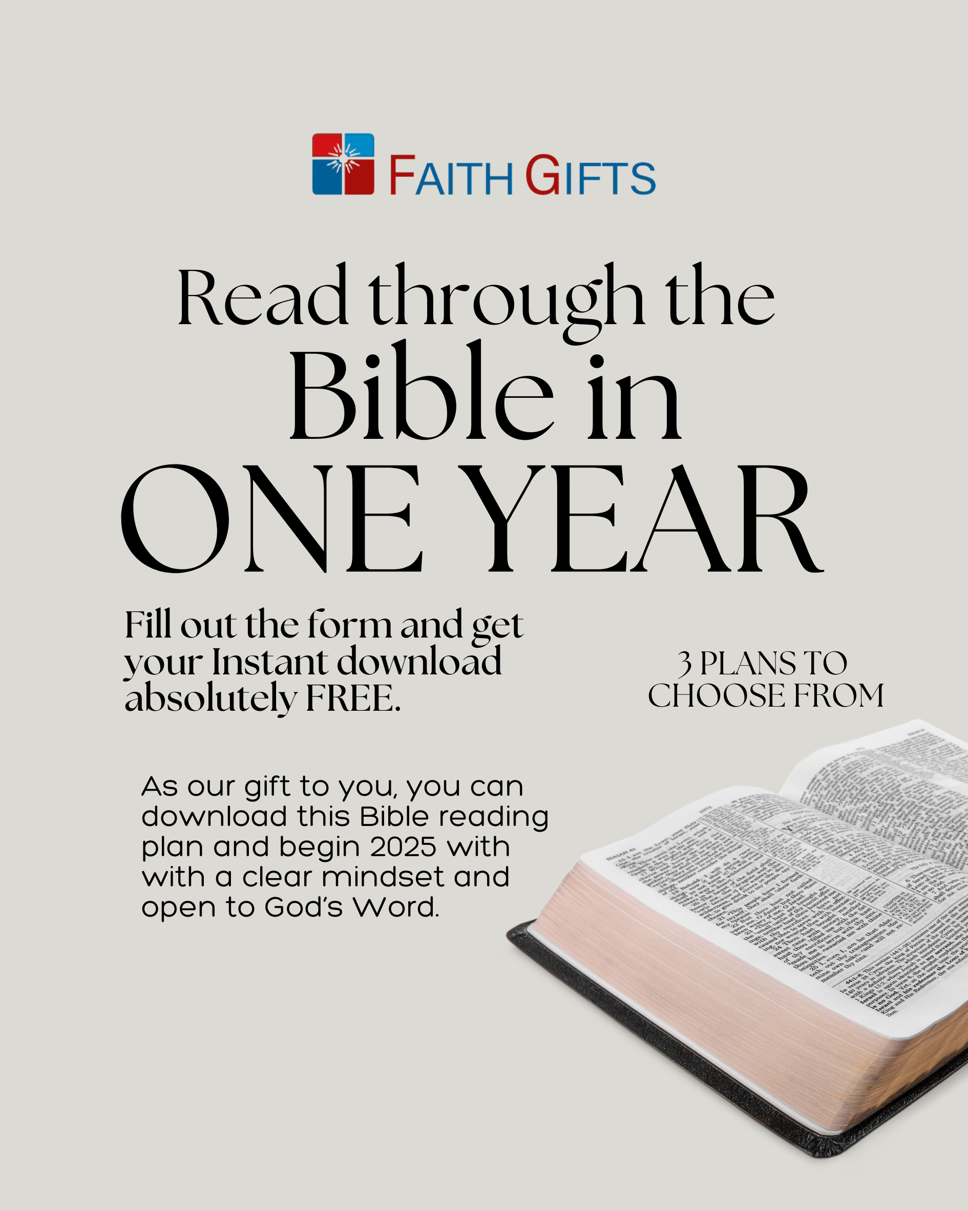 Faith Gifts Facebook ad: Download Your FREE Plan