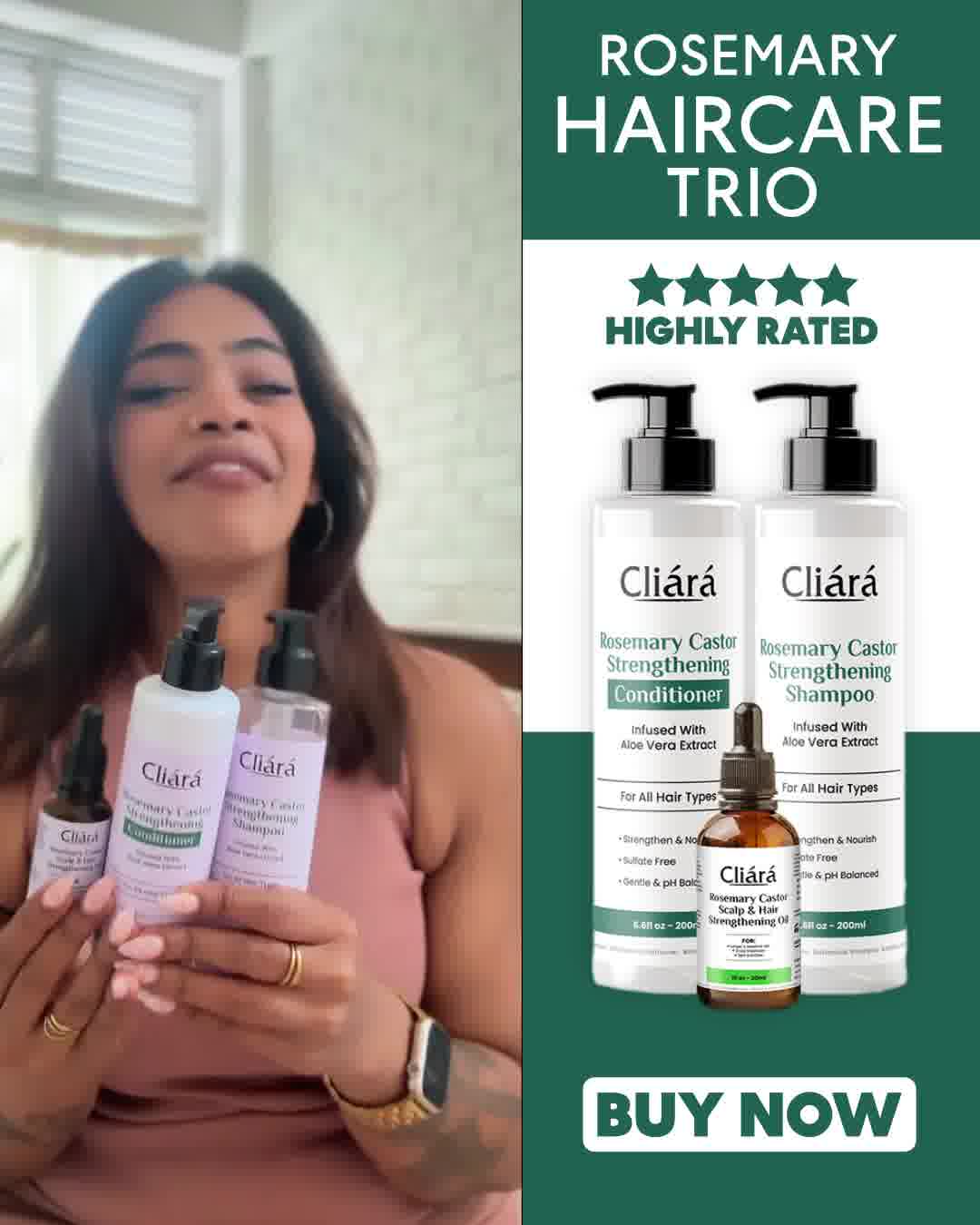Cliárá Essential Oils Facebook ad: Rosemary Haircare Trio