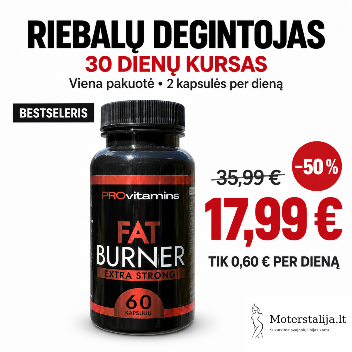 MotersTalija.lt Facebook ad: -50% NUOLAIDA, tik 17,99 €