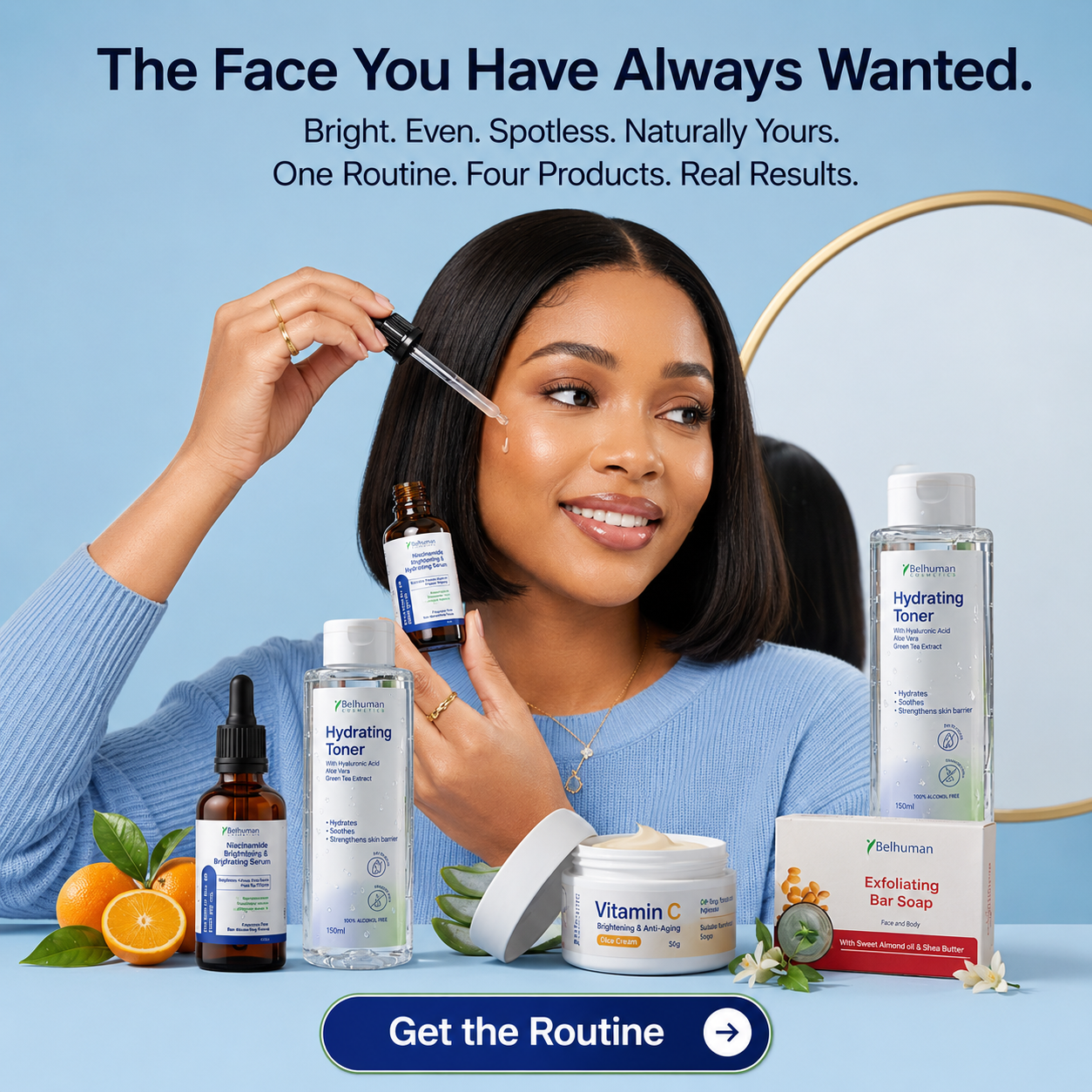 Belhuman Cosmetics Facebook ad: Unlock Radiant Skin in Just a Few Steps