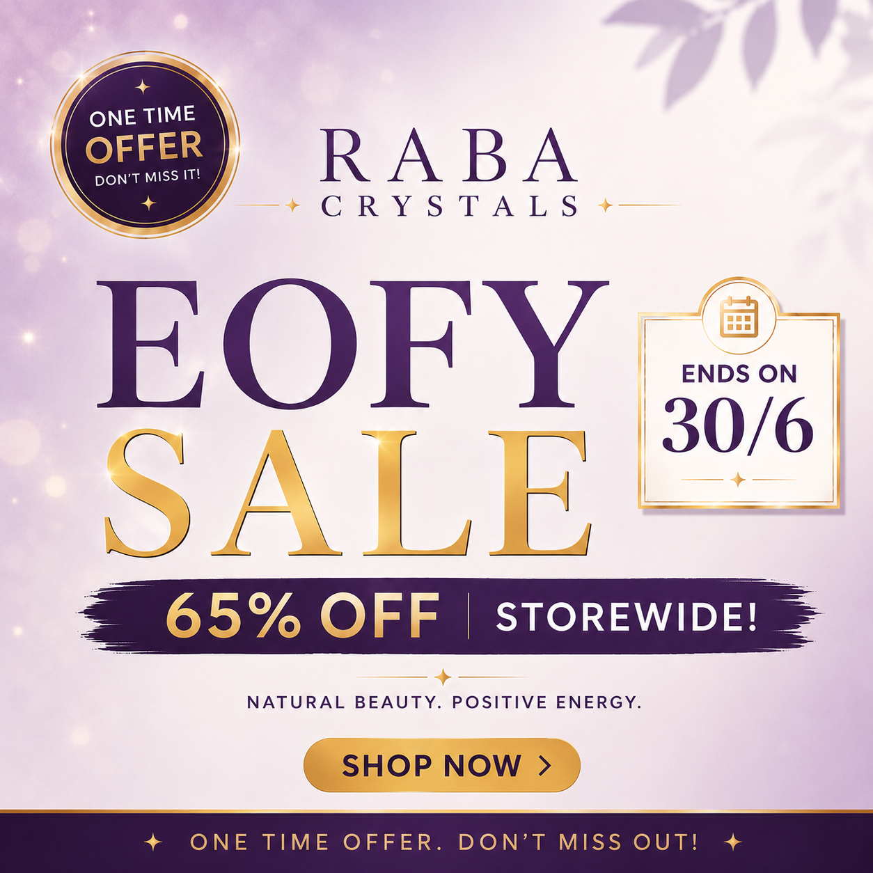 Raba Crystals Facebook ad: 65% OFF + FREE GIFTS