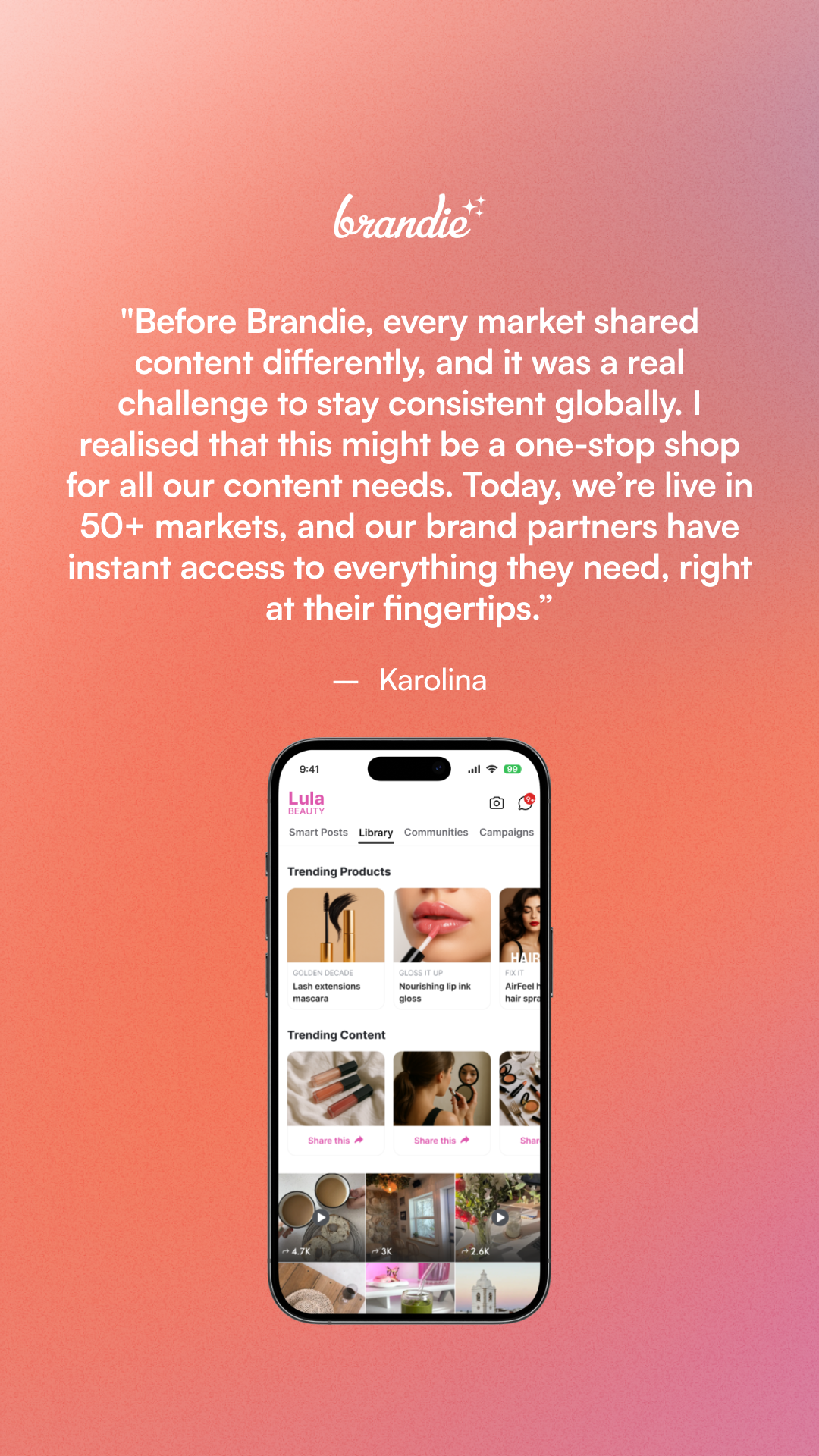 Brandie Facebook ad from Mar 27, 2026