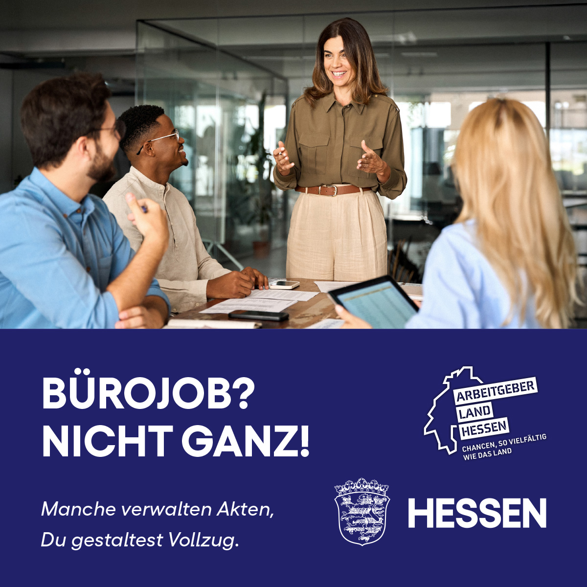 Justizvollzug Hessen Facebook ad: 𝗦𝘁𝗮𝗿𝘁𝗲 𝗗𝗲𝗶𝗻 𝗱𝘂𝗮𝗹𝗲𝘀 𝗦𝘁𝘂𝗱𝗶𝘂𝗺 𝗯𝗲𝗶𝗺…