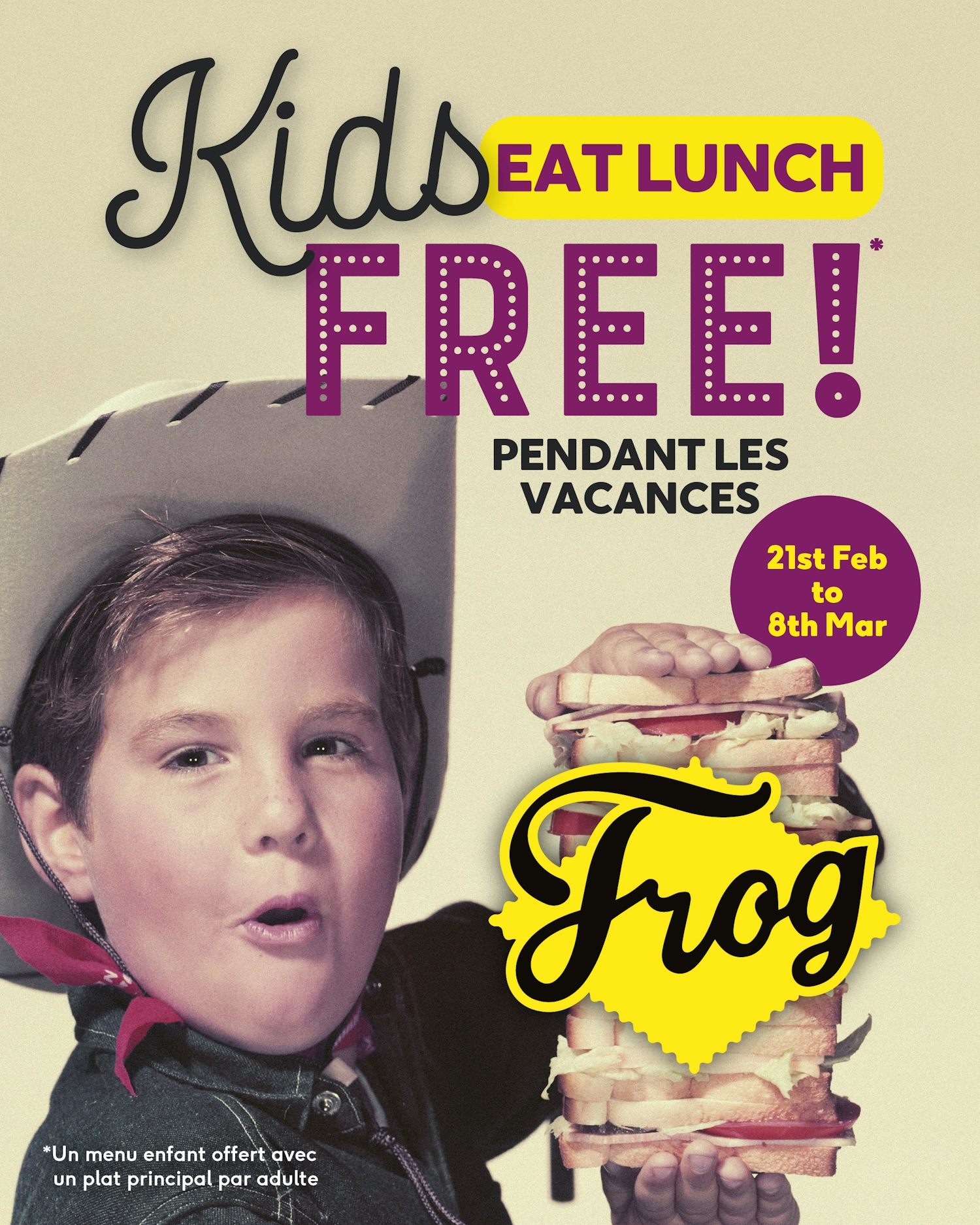 FrogPubs Facebook ad: Kids eat free is here!