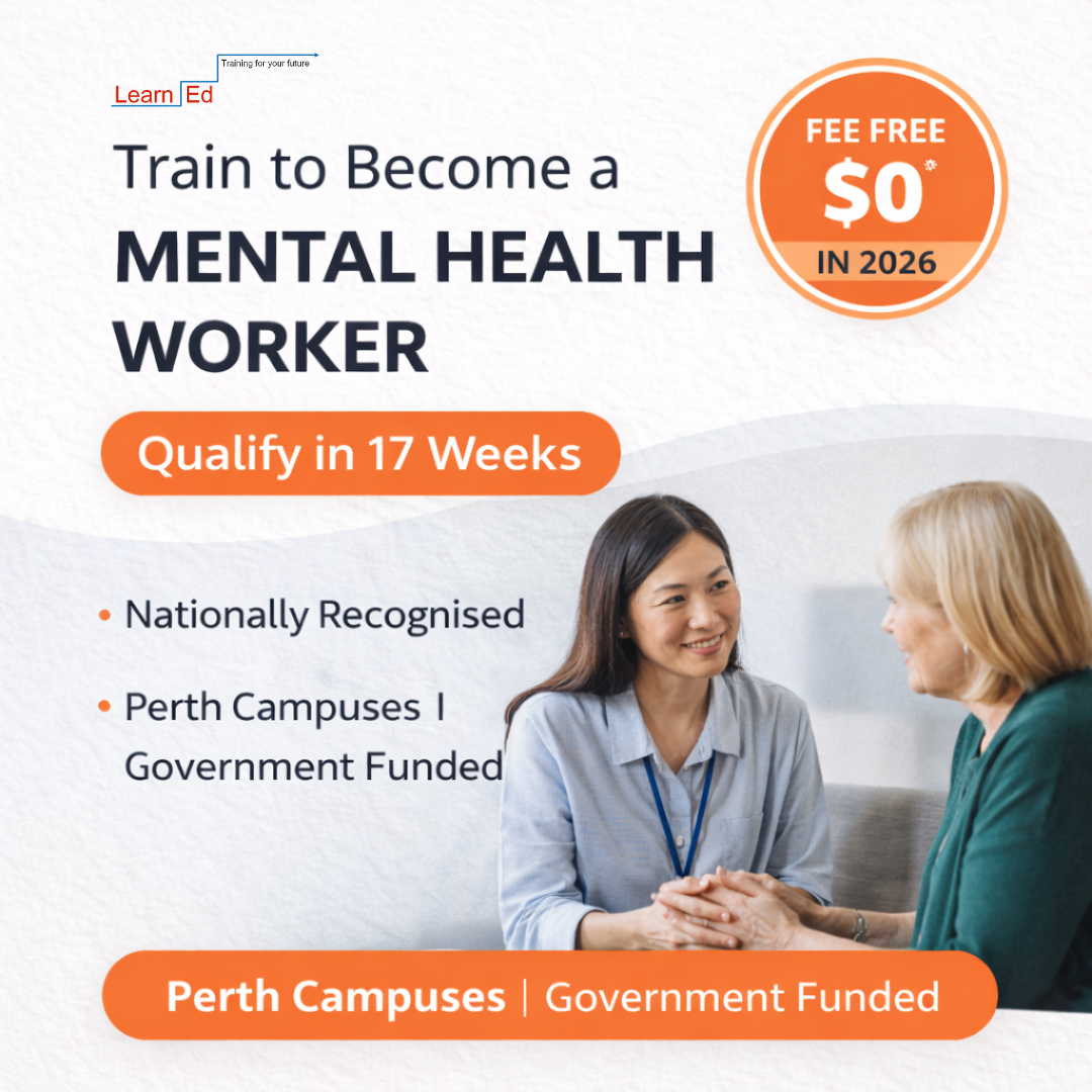 LearnEd Training Facebook ad: Work in Mental Health, $0 Course