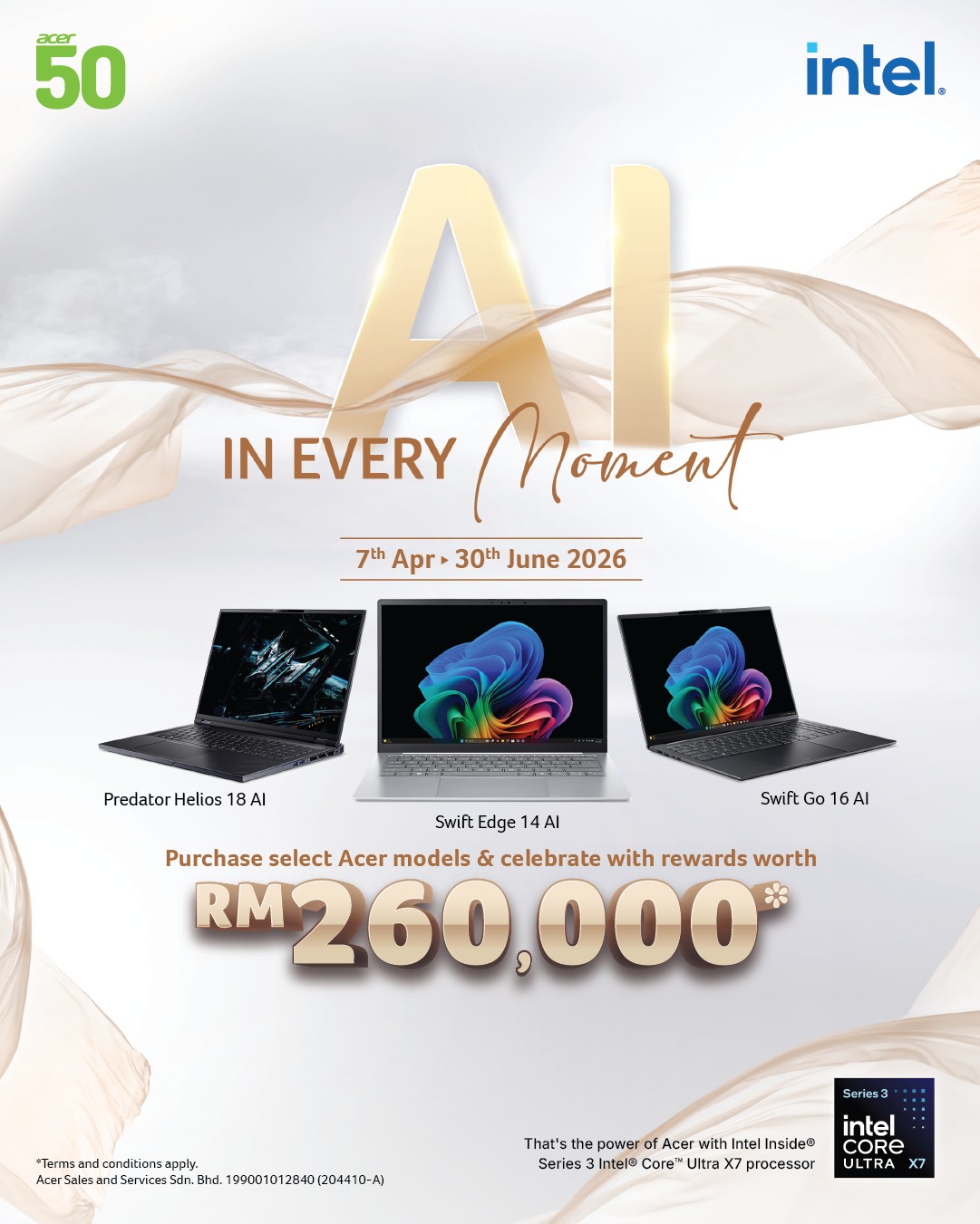 Acer Malaysia Facebook ad: From 7 April to 30 June 2026, purchase…