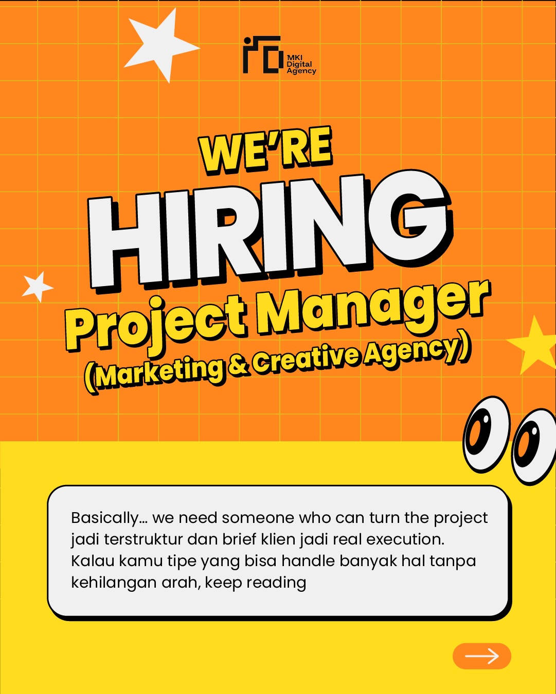 MKI Digital.id Facebook ad: MKI Hiring: Project Manager (Marketing & Creative Agency)