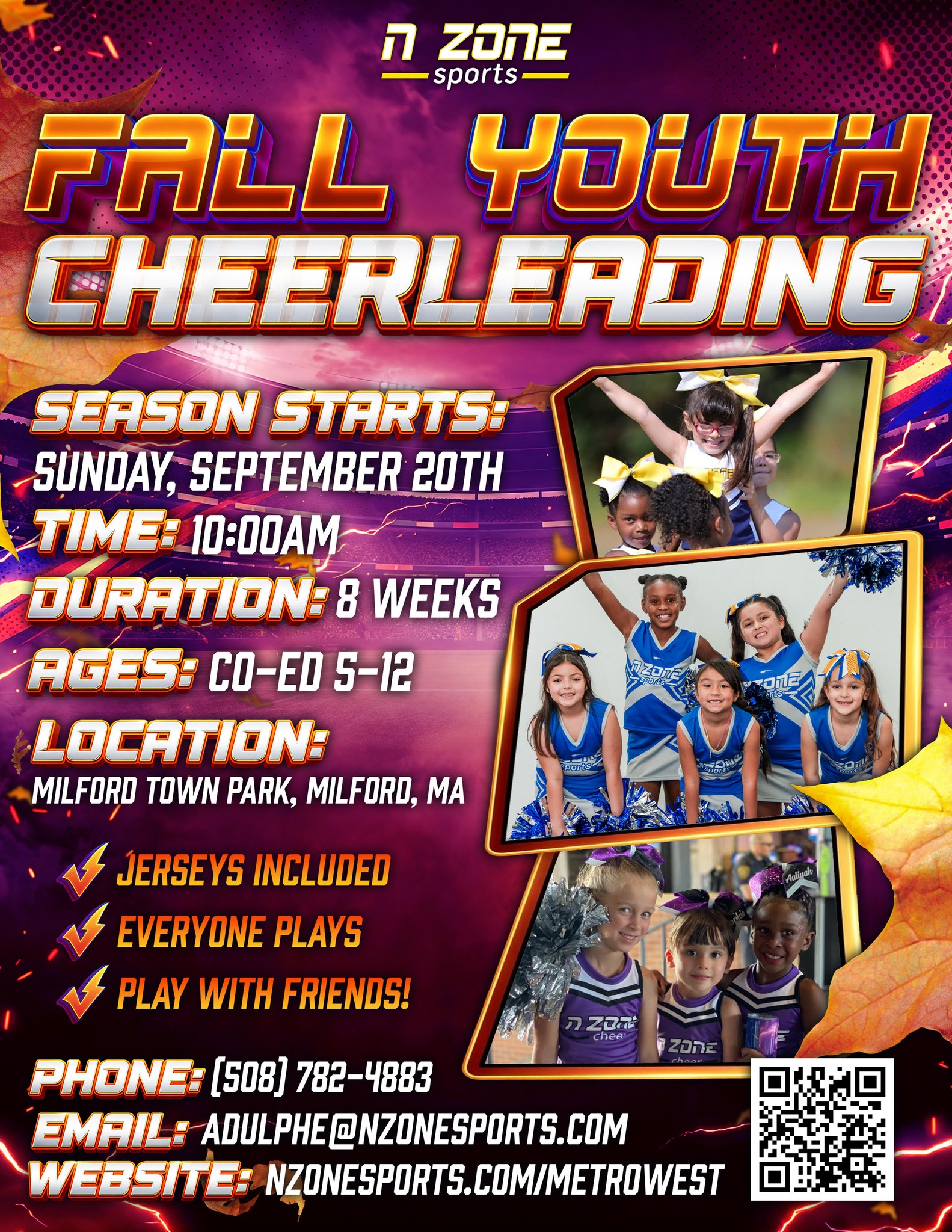 Nzone Sports Metrowest Facebook ad: Register for Milford's top-ranked fall Youth Cheerleading…