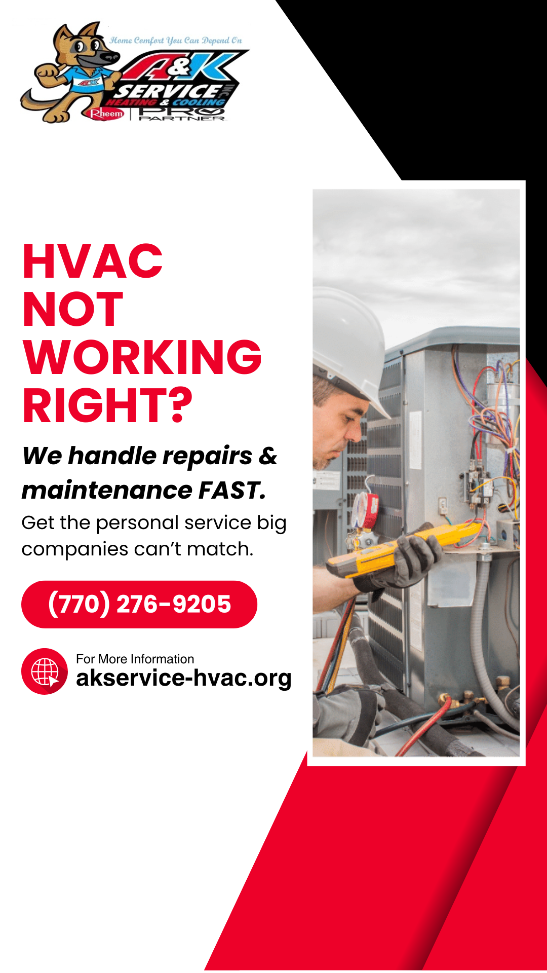 A & K Service Heating & Cooling Inc. Facebook ad from Sep 24, 2025