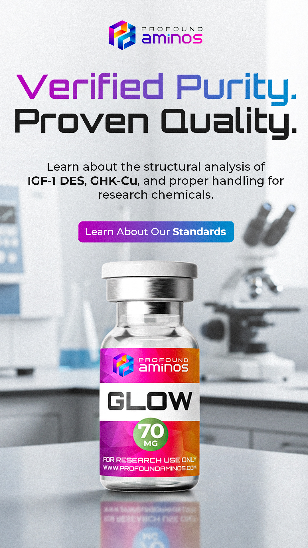 Profound Aminos US Facebook ad: Storage & Solvent Best Practices