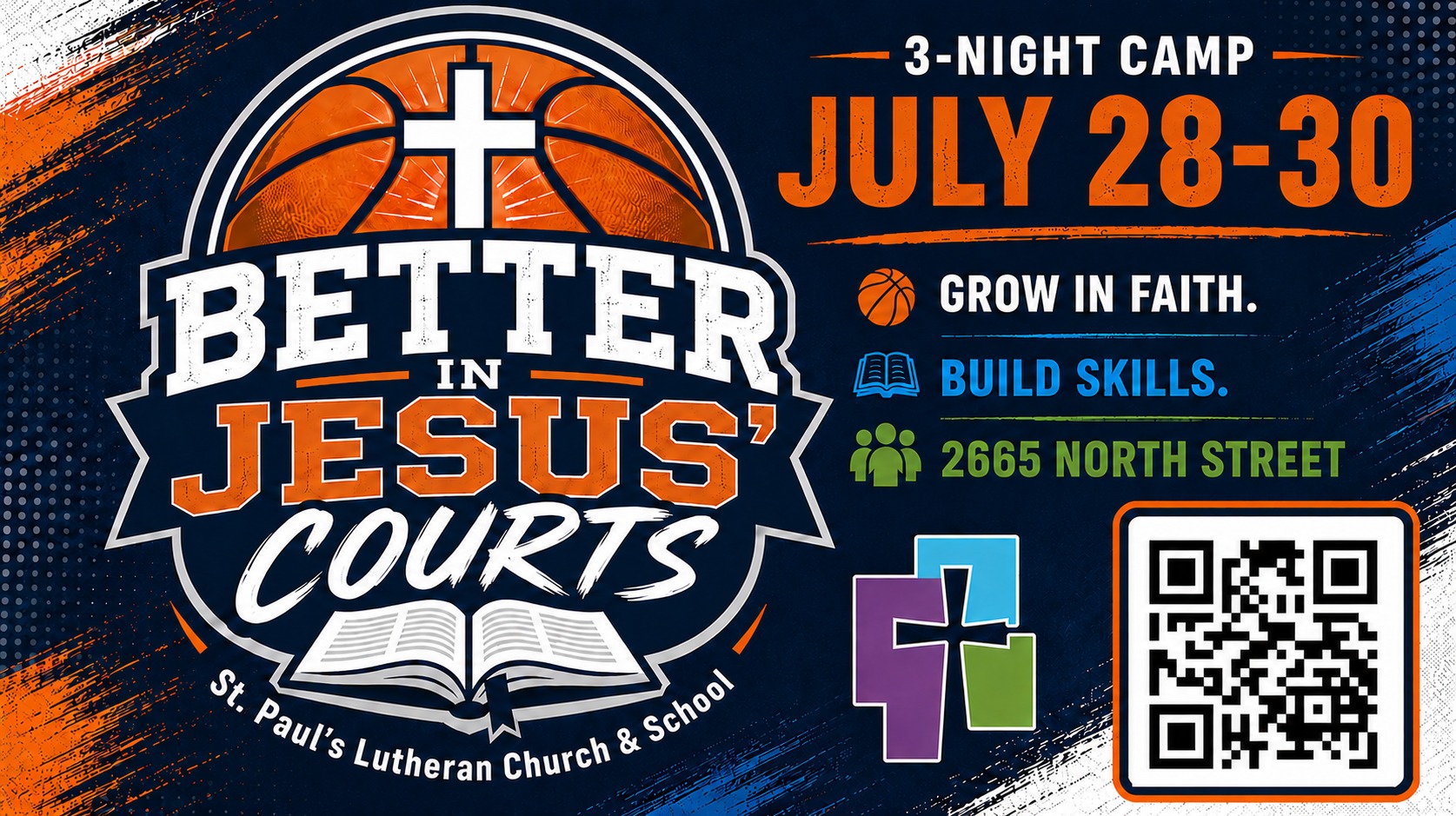 St. Paul's Lutheran Church and School Facebook ad: St. Paul's 3-Night Bible & Basketball Camp is…