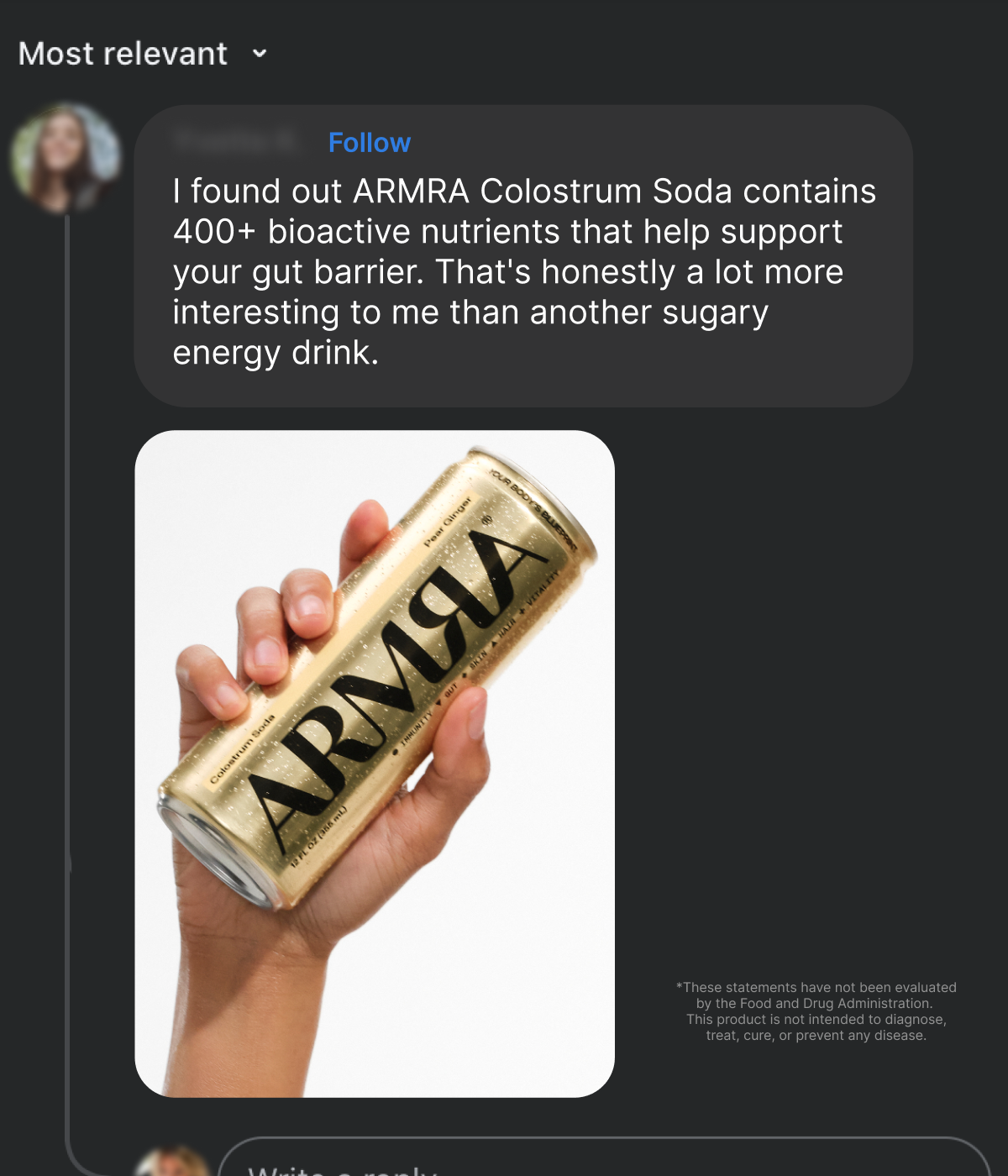 ARMRA Facebook ad