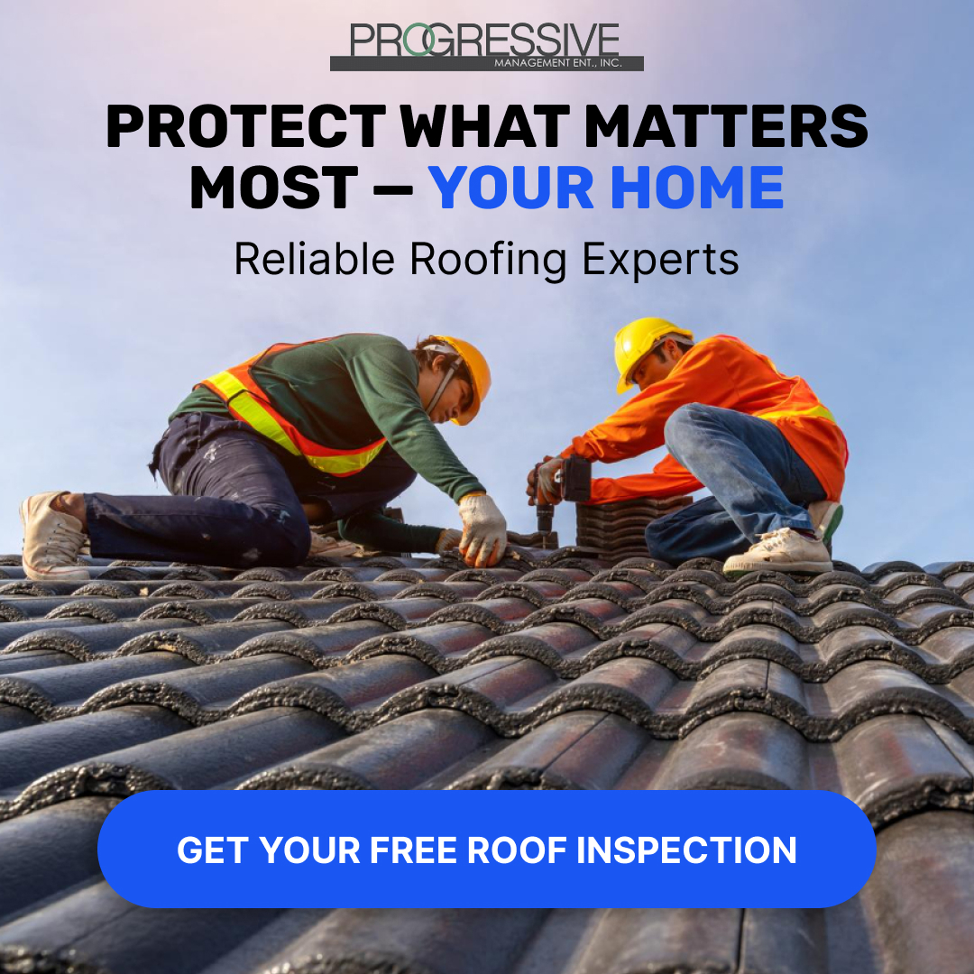 Progressive Management Enterprises, Inc. Facebook ad: Leaky Roof? We’ve Got You Covered!