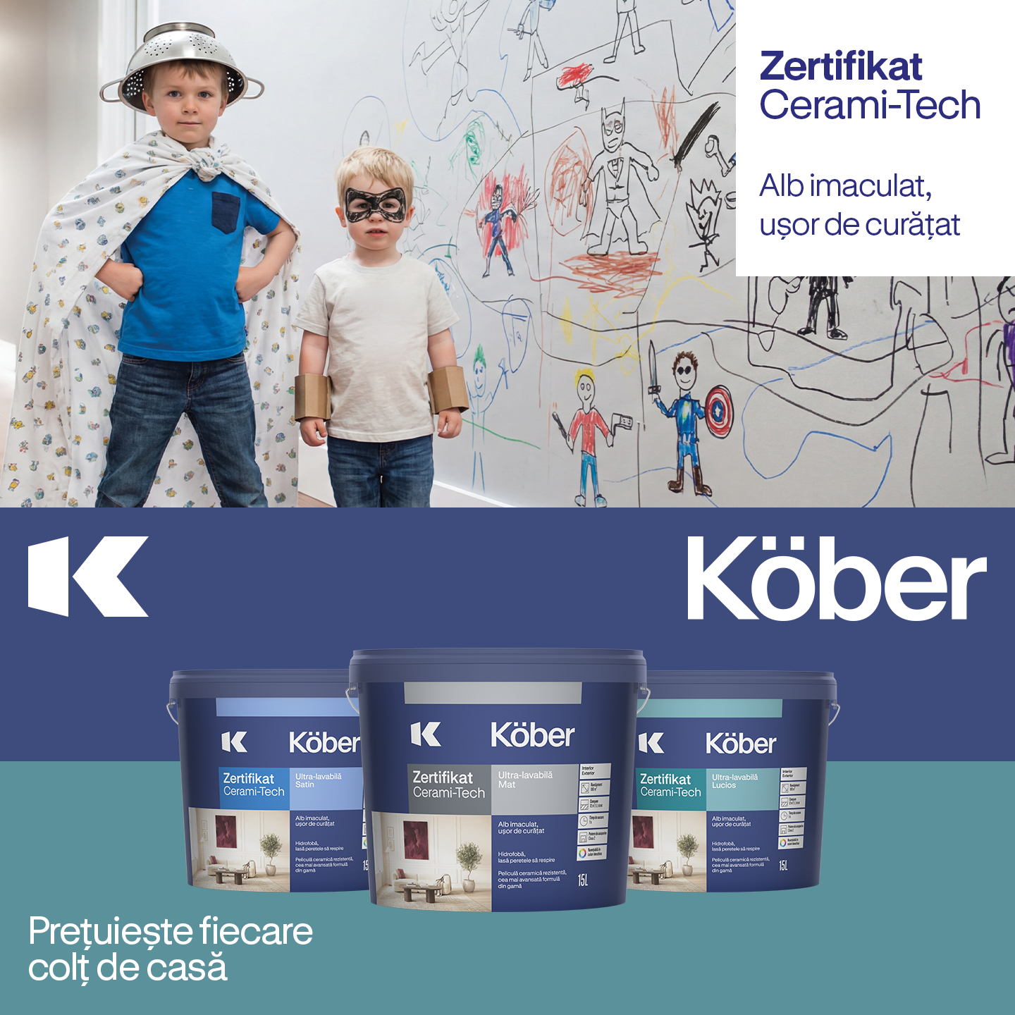 Köber România Facebook ad: Peretele rezistă eroic