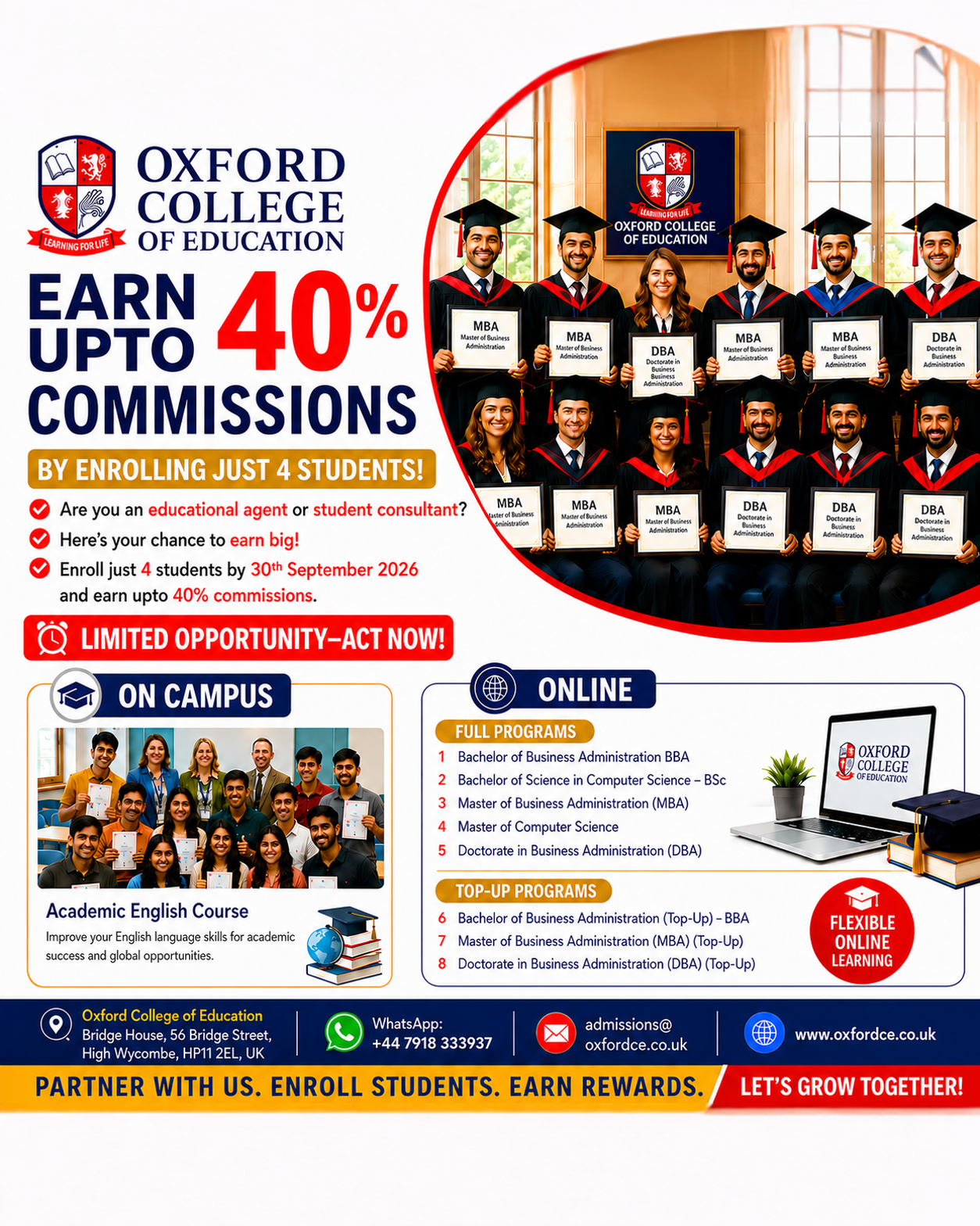 Oxford College of Education-UK Facebook ad: Partner with Oxford College of Education (UK) and earn up…