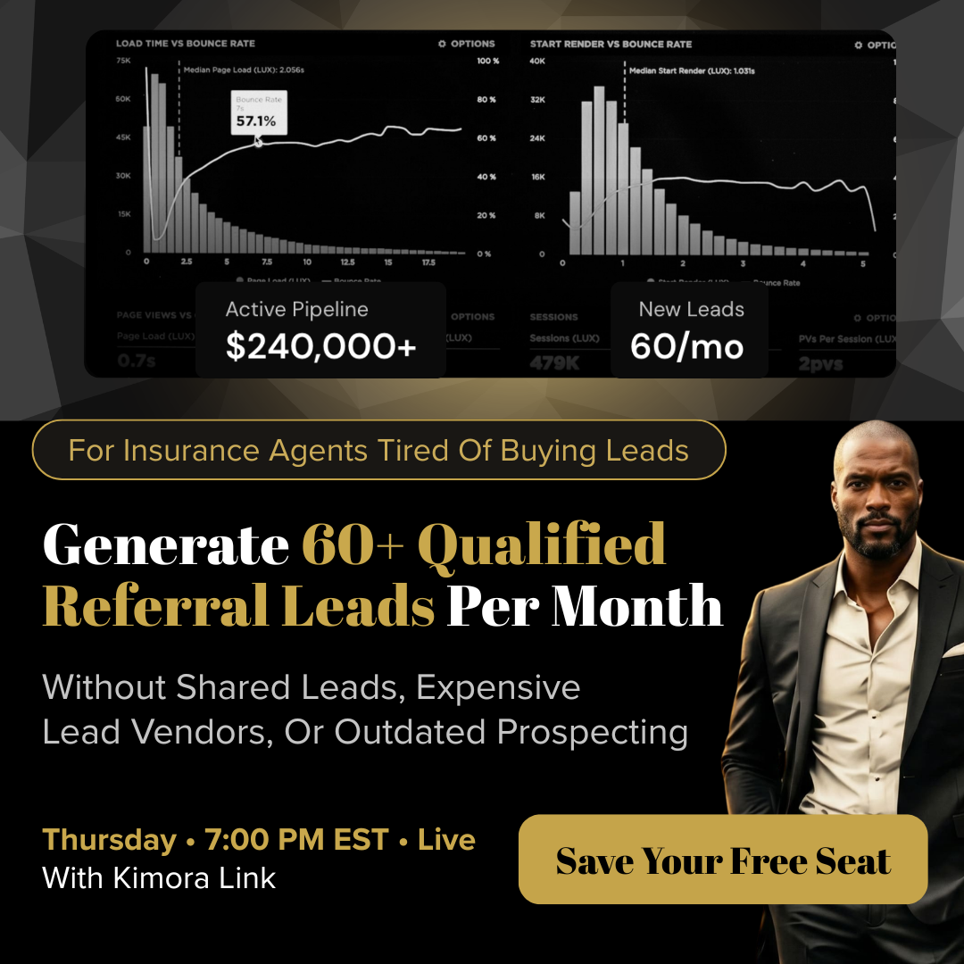 The Legacy Link Facebook ad: Build A 15K+/Month Insurance Business.
