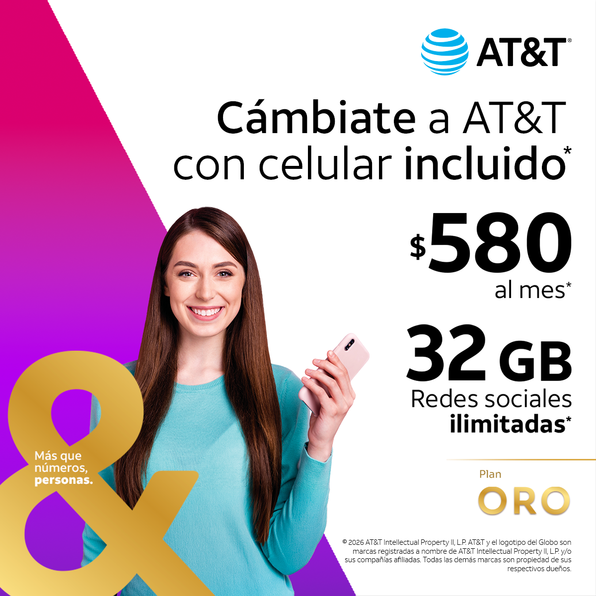 AT&T Mx Facebook ad: Plan Oro de AT&T por $580 al mes*