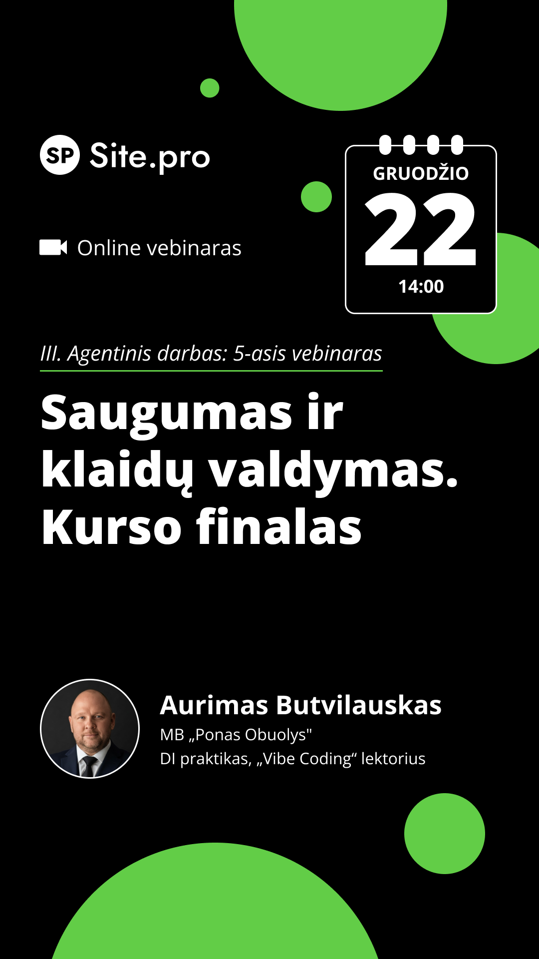 Site.pro - Apskaitos programa ir ERP Facebook ad: Online seminaras Saugumas ir klaidų valdymas