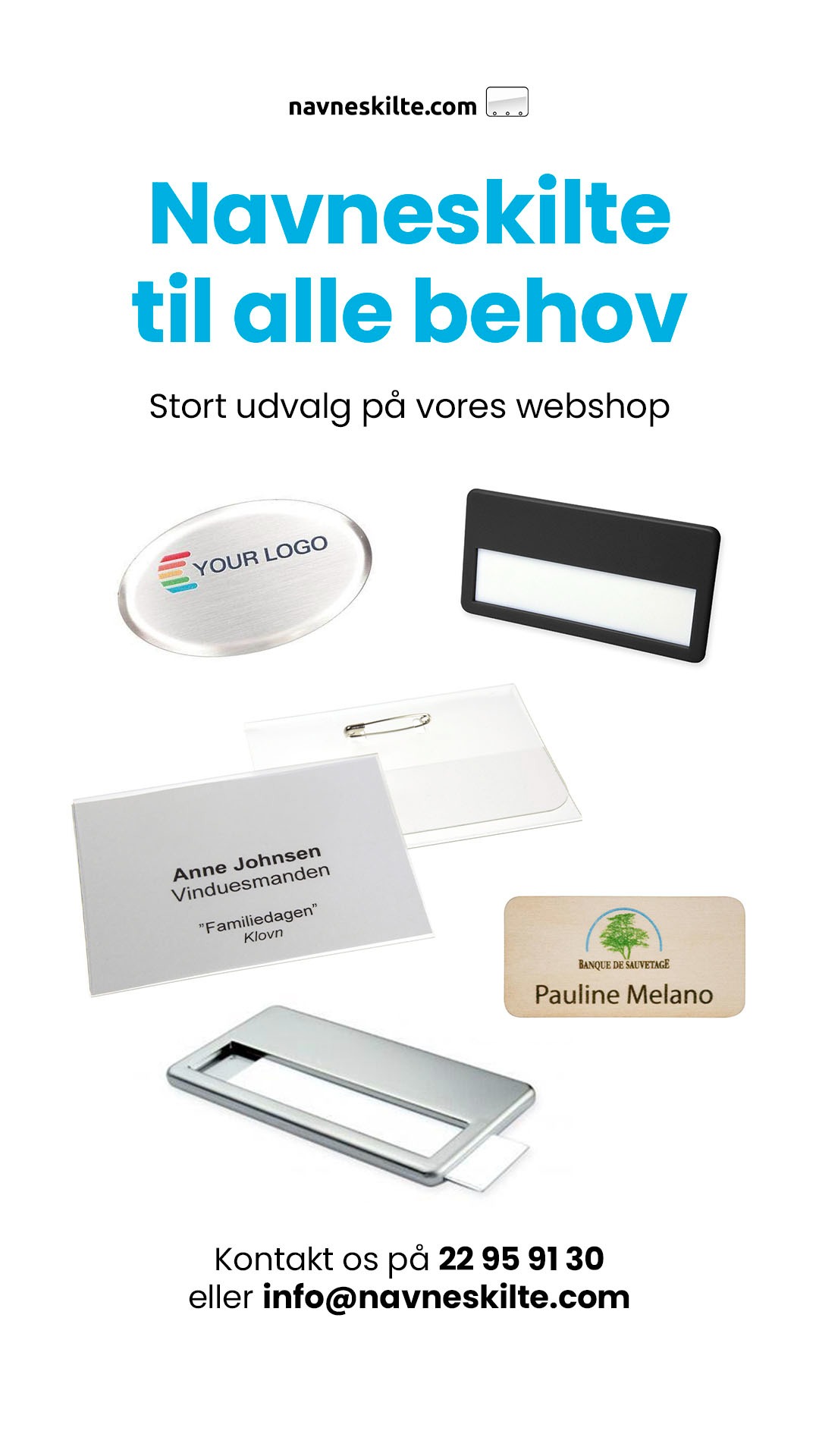 MT Trading & Navneskilte.com Facebook ad: Navneskilte | Alle slags materialer | Navneskilte.com