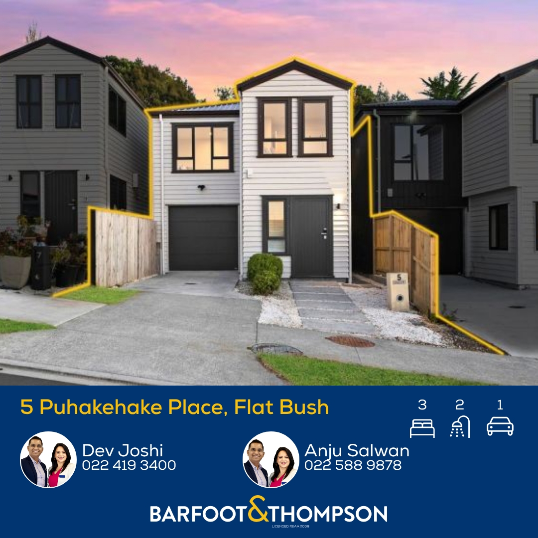 Team DNA- Dev & Anju at Barfoot & Thompson, Licensed Agents Under REAA 2008 Facebook ad: 5 Puhakehake Place, Flat Bush