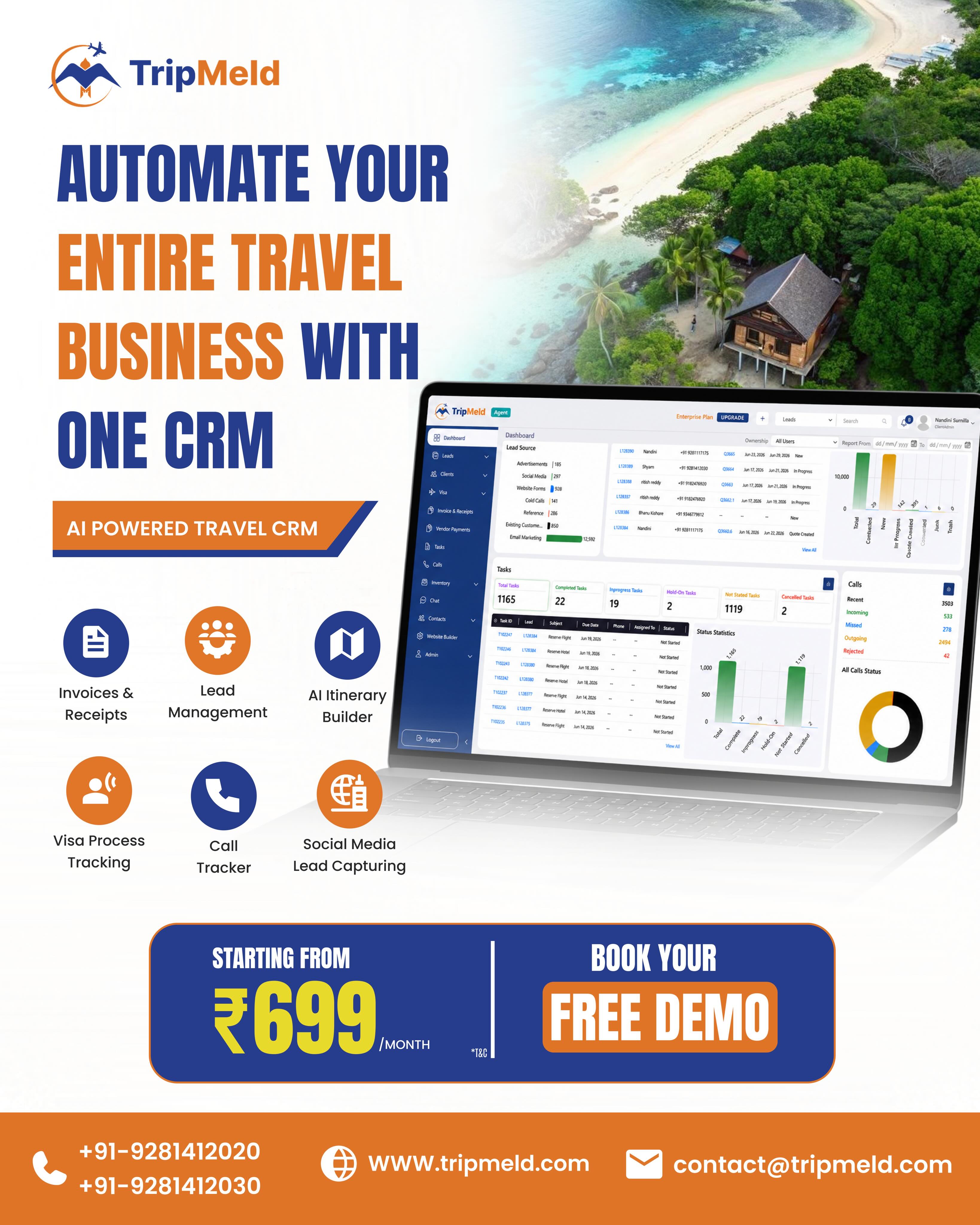 TripMeld Facebook ad: Smart CRM for Travel Business