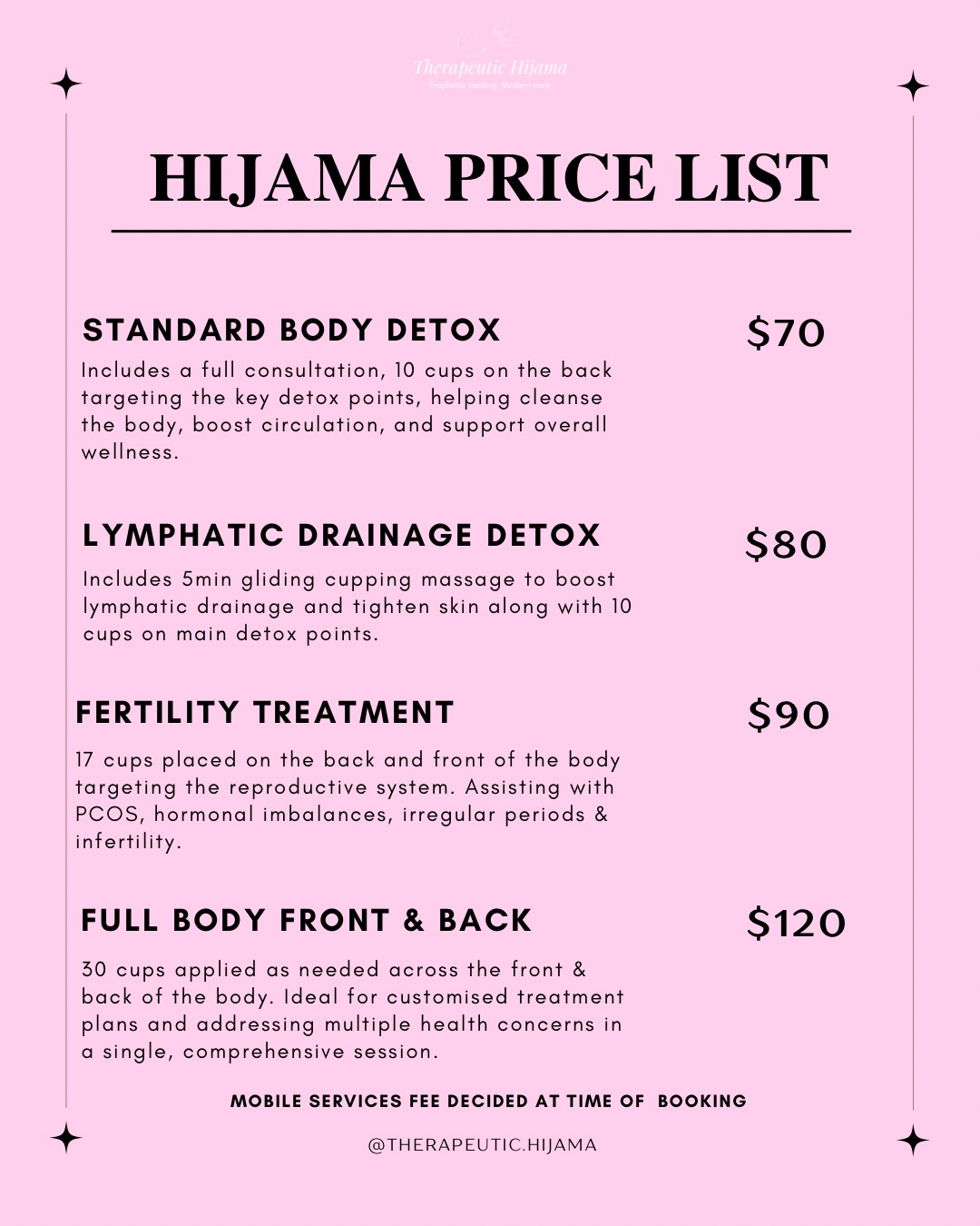 Therapeutic Hijama Facebook ad: Updated Price List