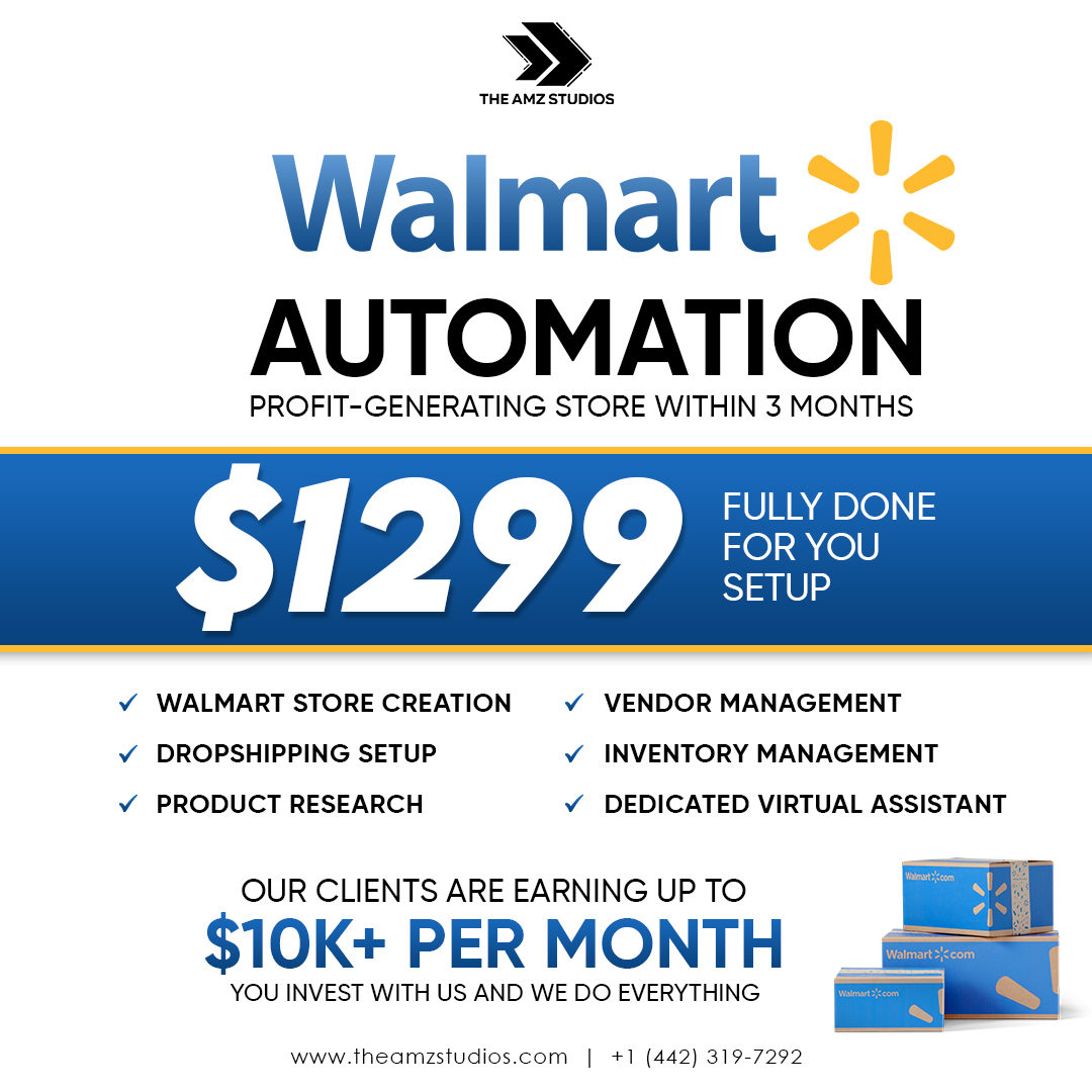 The AMZ Studios Facebook ad: Invest Once. Earn Continuously. Own a Walmart Store