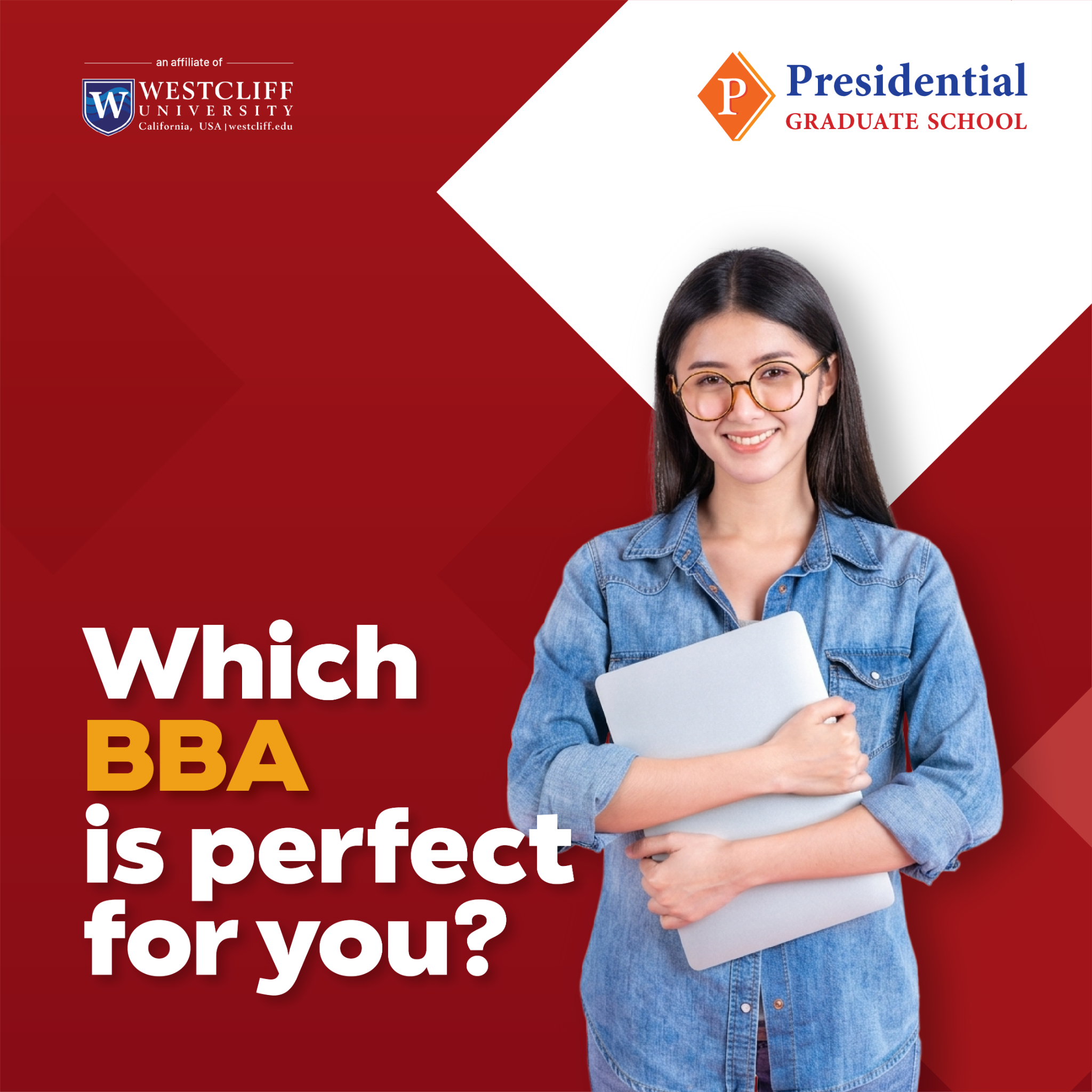 Presidential Graduate School Facebook ad: The Bachelor of Business Administration (BBA) stands out…