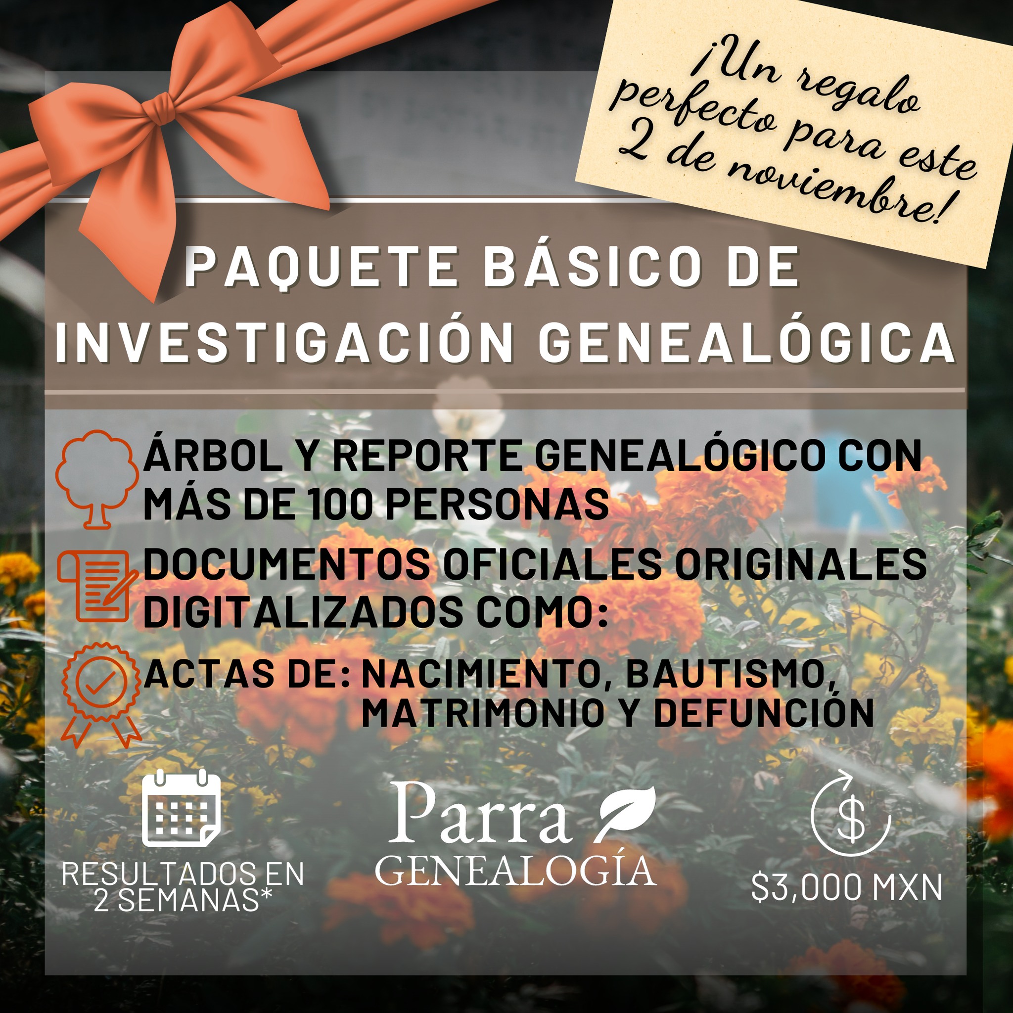 Parra Genealogía Facebook ad: Honremos su recuerdo, celebremos su vida.