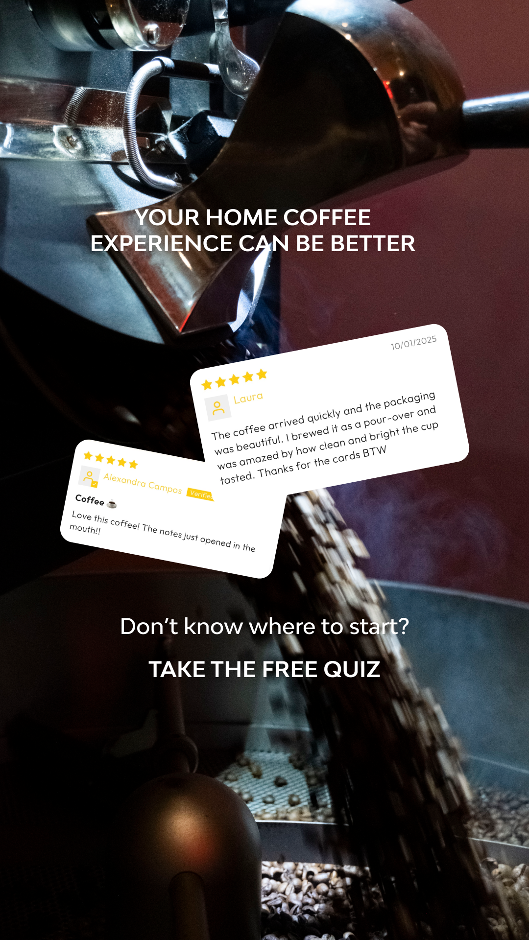 Unity Coffee Roasters Facebook ad: Your home coffee experience can be better.