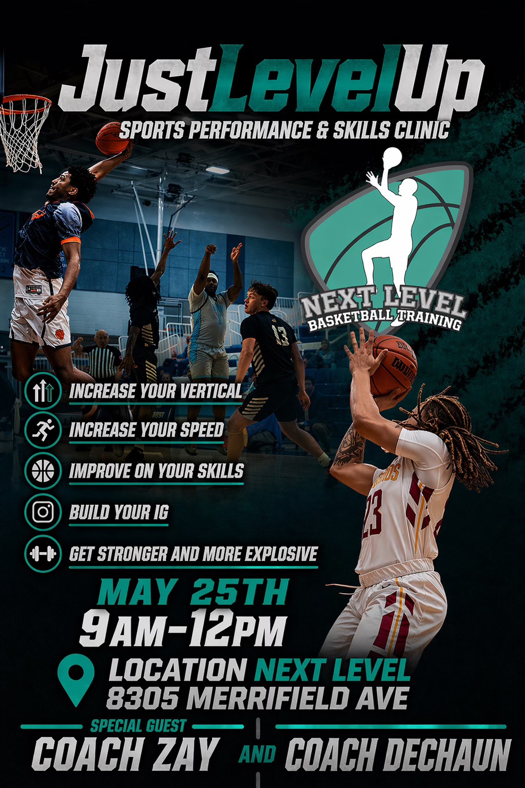Next Level Basketball Training Facebook ad: Just Level Up Basketball and Sports Performance Clinic
