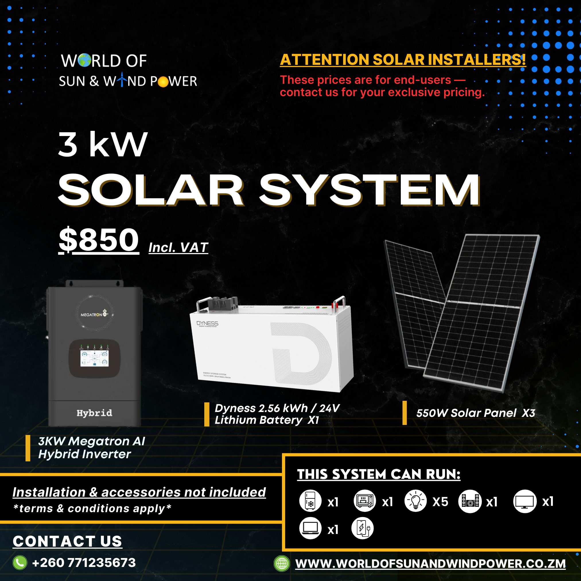 World Of Sun & Wind Power - Zambia Facebook ad: Solar System Combos In Stock!
