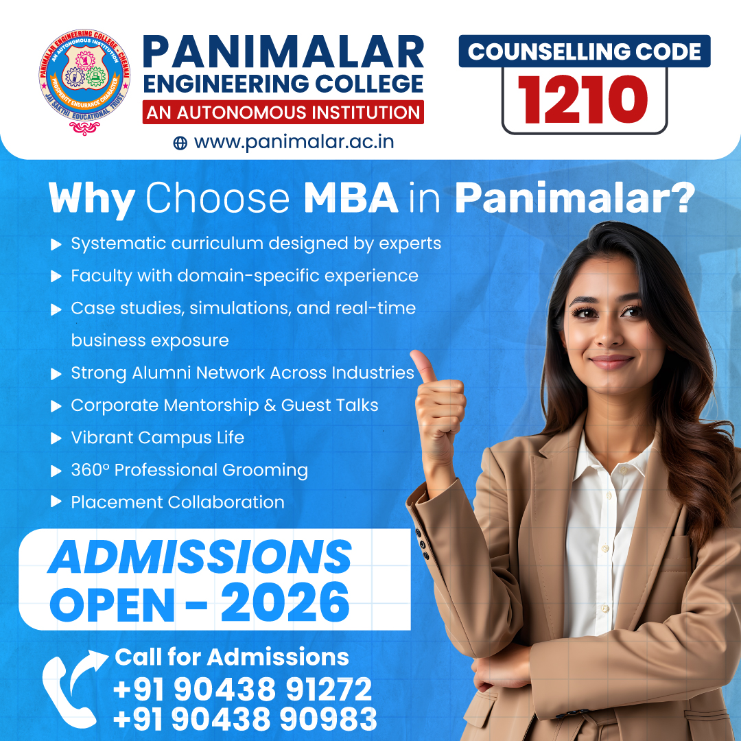 Panimalar Engineering College - Autonomous Facebook ad: Step into the future with Panimalar's MBA program…