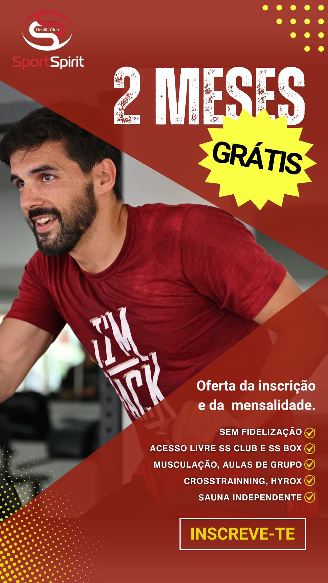 Sport Spirit Health Club Facebook ad: 2 Mensalidades + Inscrição Grátis!