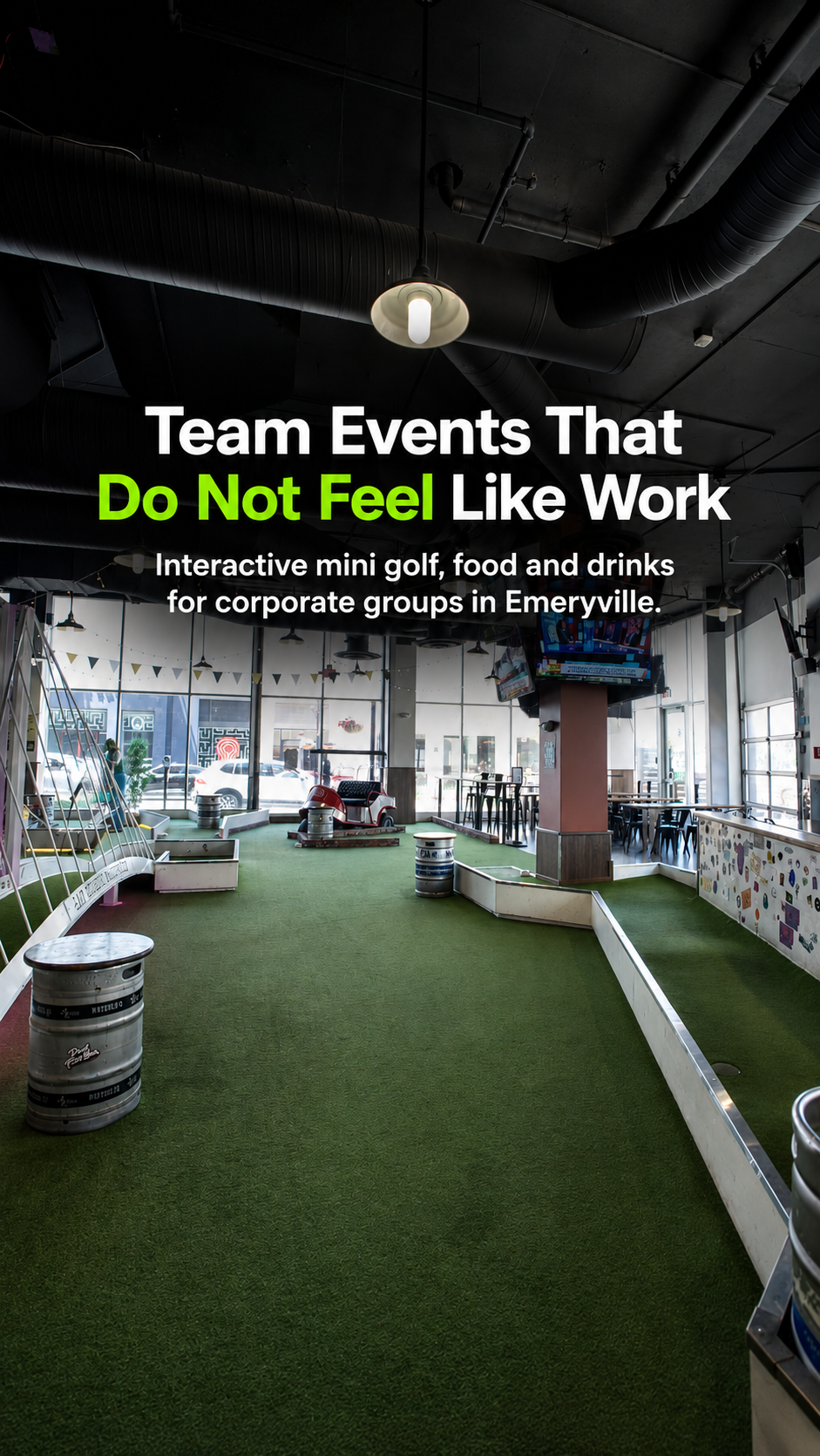 Tipsy Putt East Bay Facebook ad: Corporate Events That Don't Suck