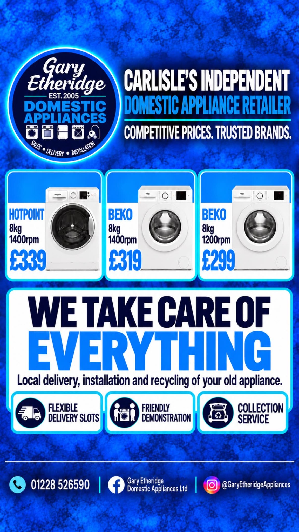 Gary Etheridge Domestic Appliances Ltd Facebook ad from Sep 18, 2026
