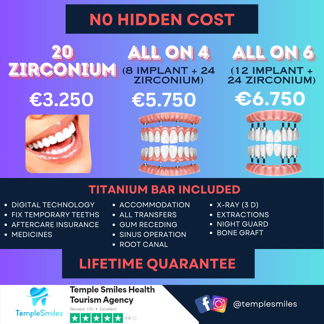 TempleSmiles Facebook ad: Zirconium & Implant Packages from £2,750