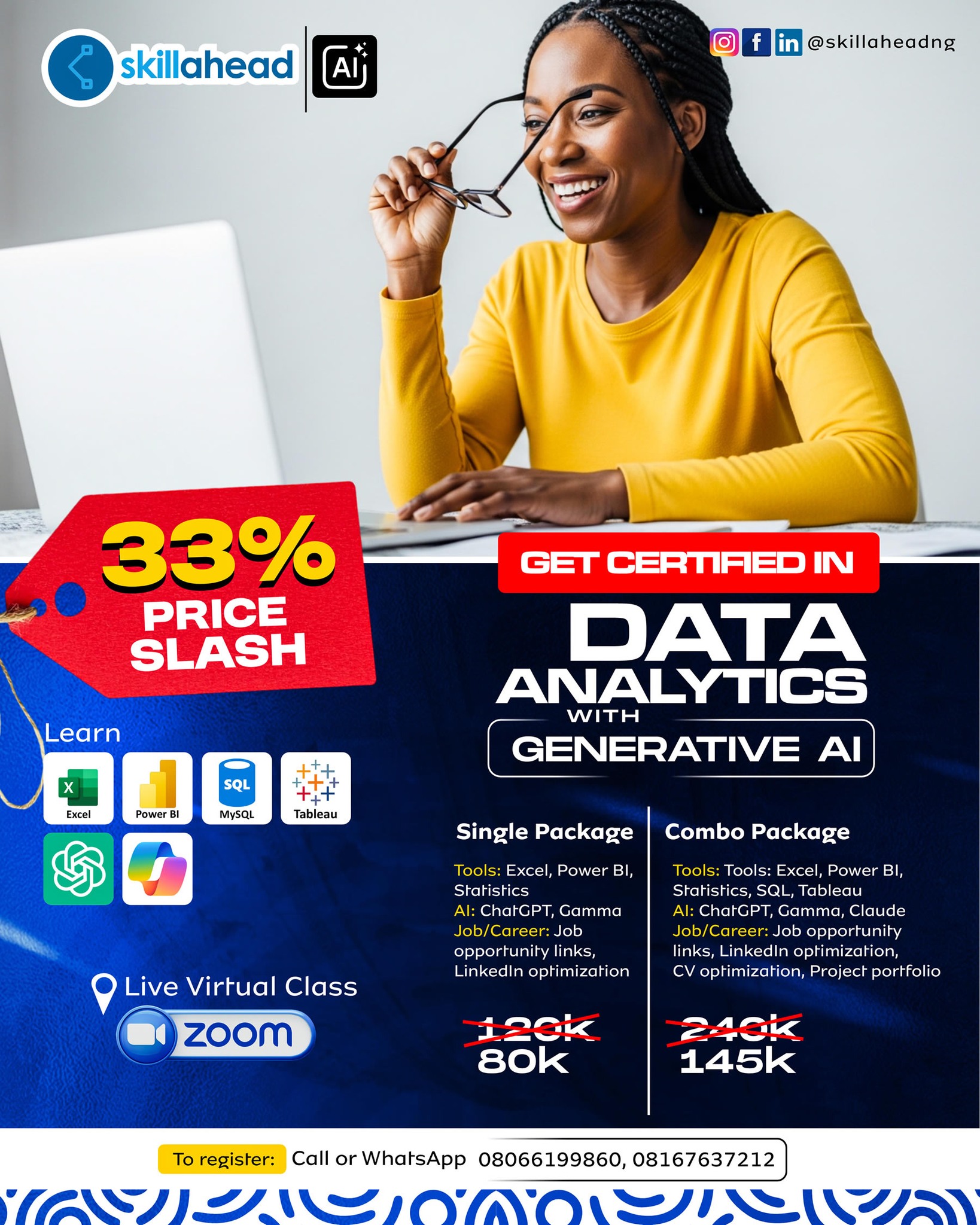 Anietie Etuk Facebook ad: Join our live, virtual data analytics bootcamp and…