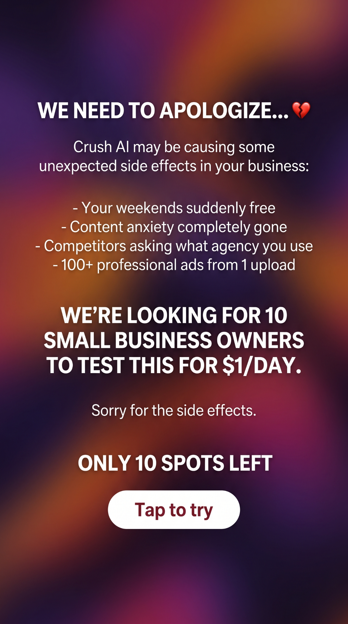 trycrush.ai Facebook ad