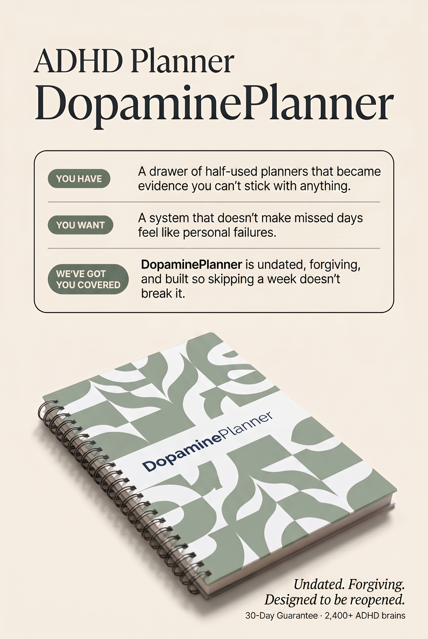 Dopamine Planner Facebook ad: If you were just lazy, you'd be having…