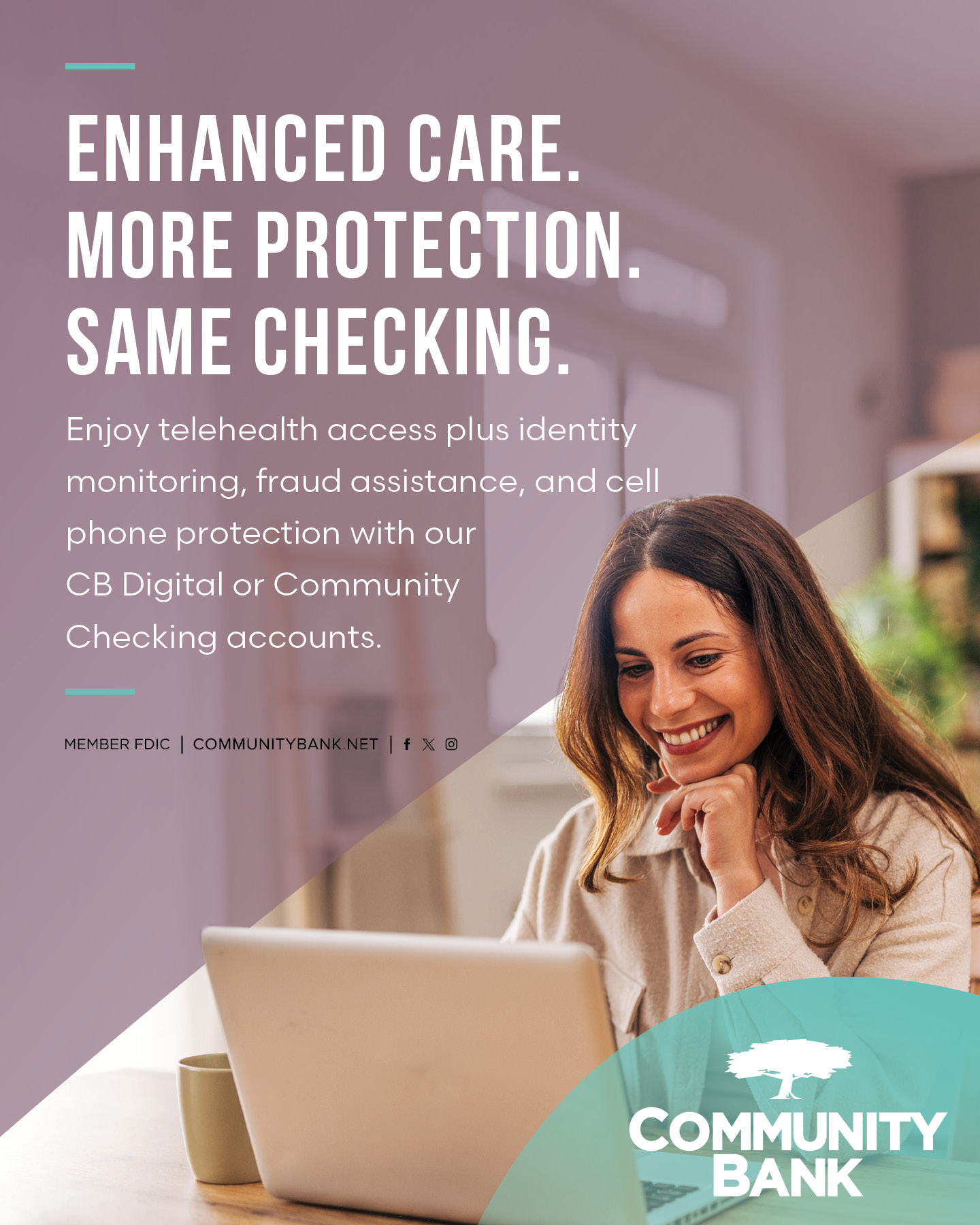 Community Bank Facebook ad: Be Safer. Spend Smarter.