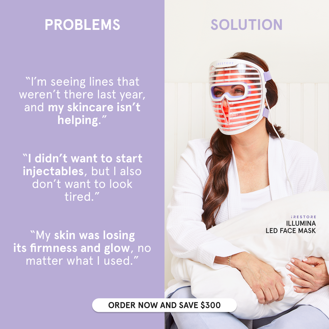 Wellness Rewired Facebook ad: The iRESTORE Illumina Face Mask is Superior!