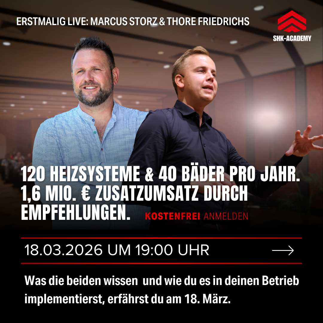 SHK-Academy Facebook ad: SHK Live-Webinar, 18. März, 19 Uhr, kostenfrei