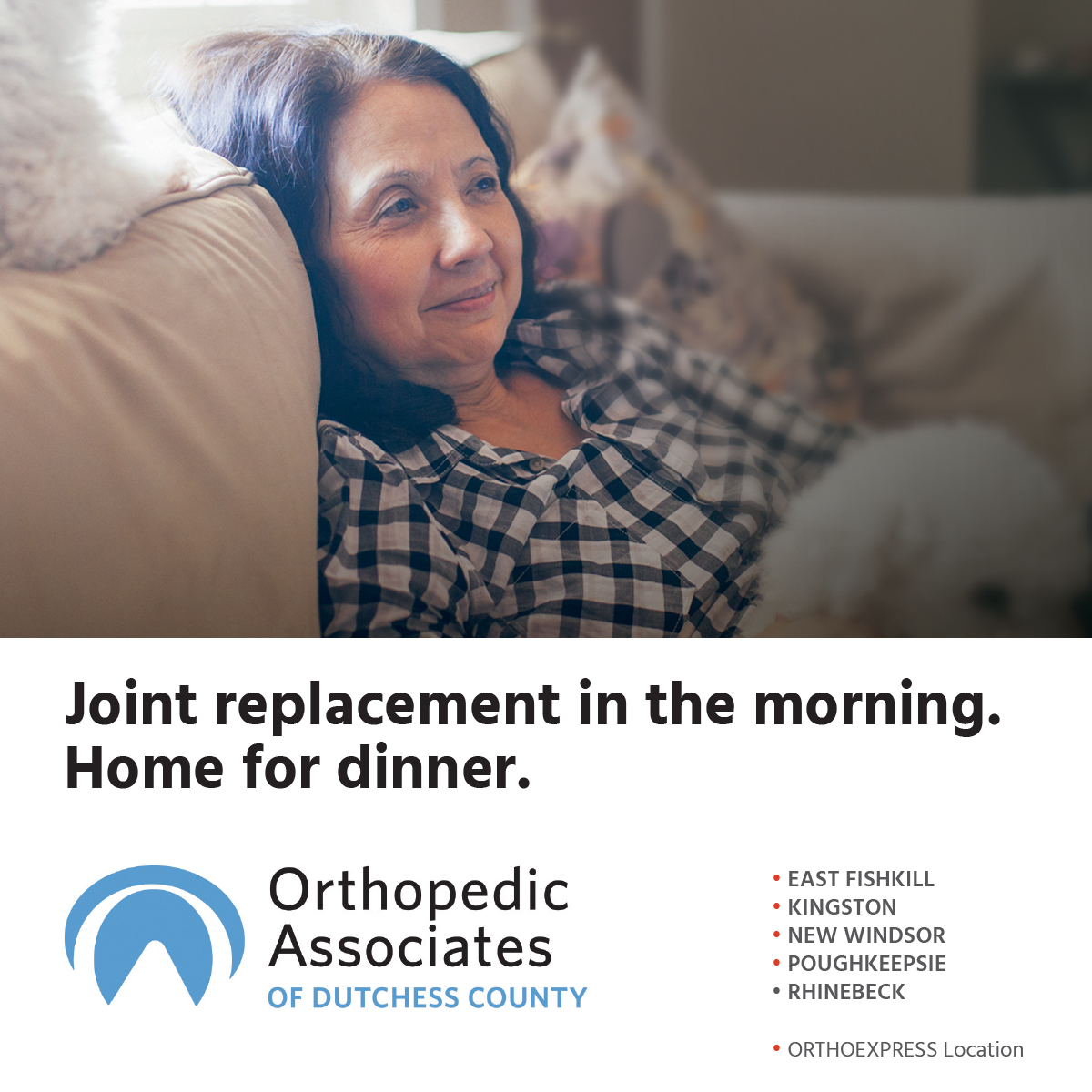 Orthopedic Associates of Dutchess County Facebook ad: Same-Day Joint Replacement