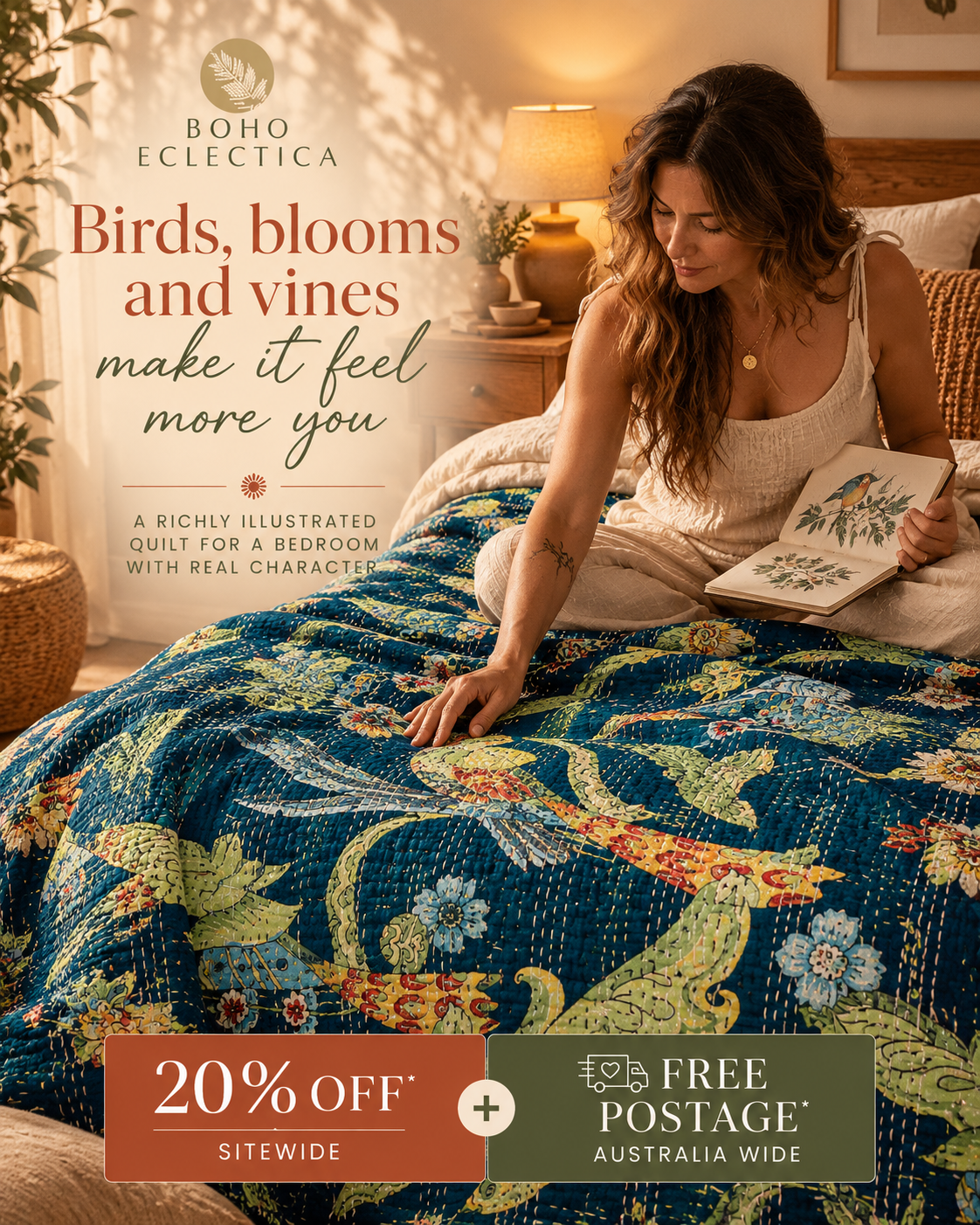 Boho Eclectica Facebook ad: Make Your Bedroom Feel Like You