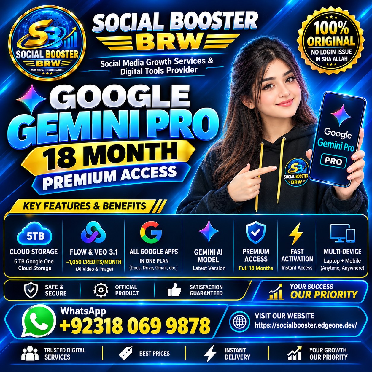 Social Booster BRW Facebook ad: GOOGLE GEMINI PRO, 18 MONTHS PREMIUM ACCESS