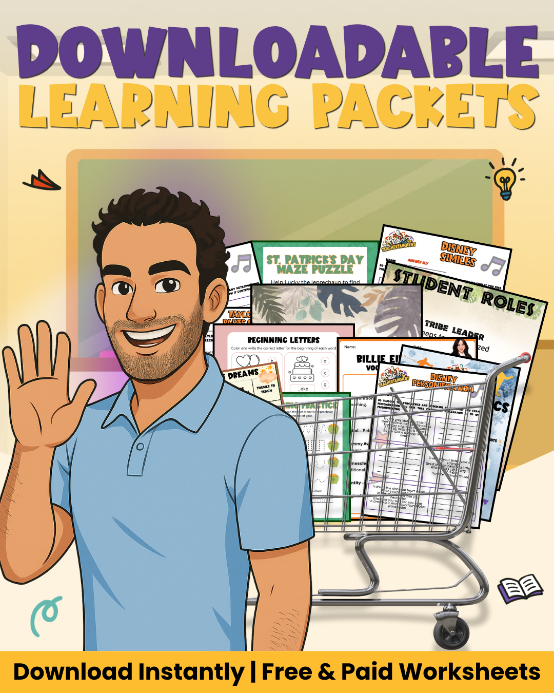 Teachertainment Facebook ad: Worksheets Students Actually Love